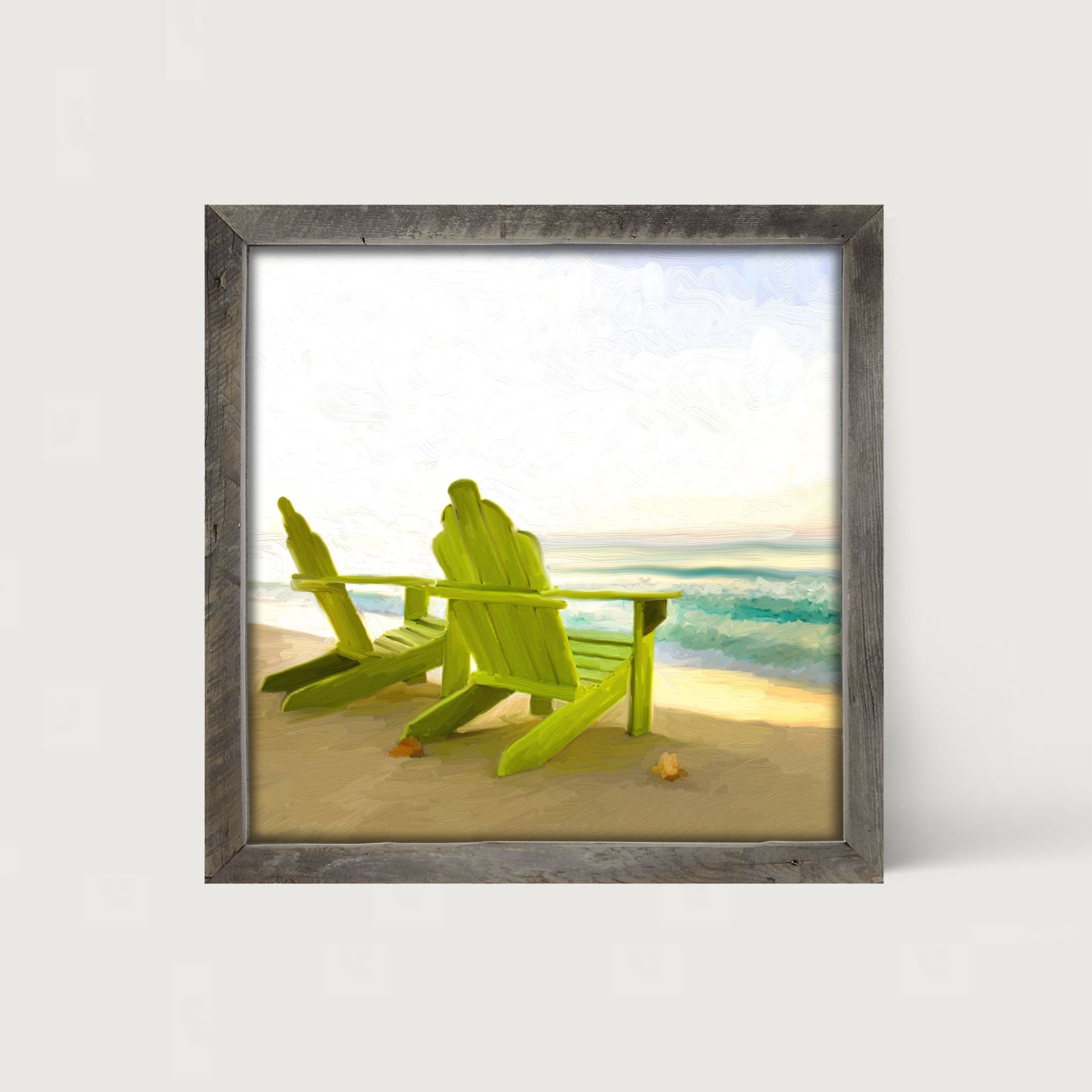 Green Adirondack Chairs - Framed art