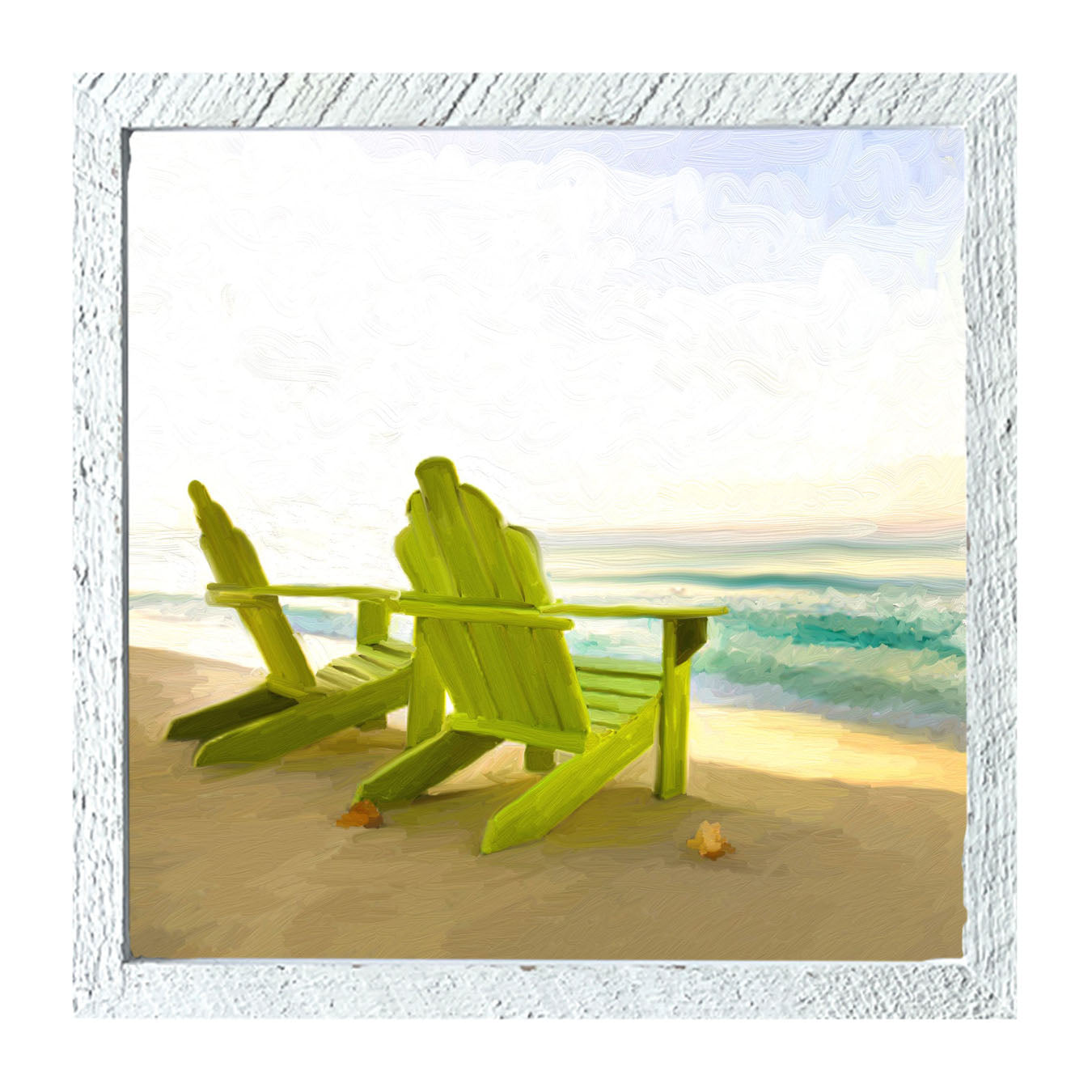 Green Adirondack Chairs - Framed art