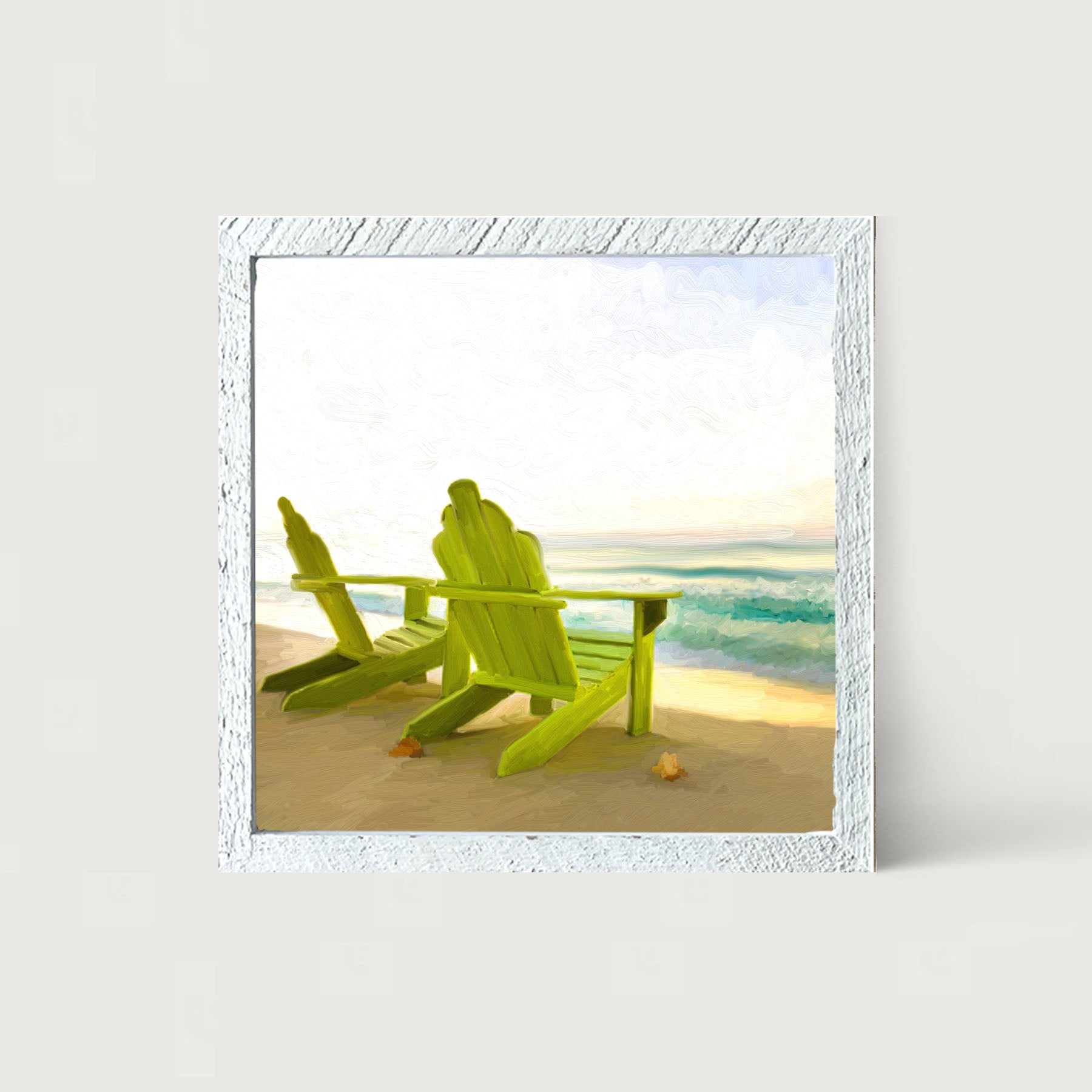 Green Adirondack Chairs - Framed art