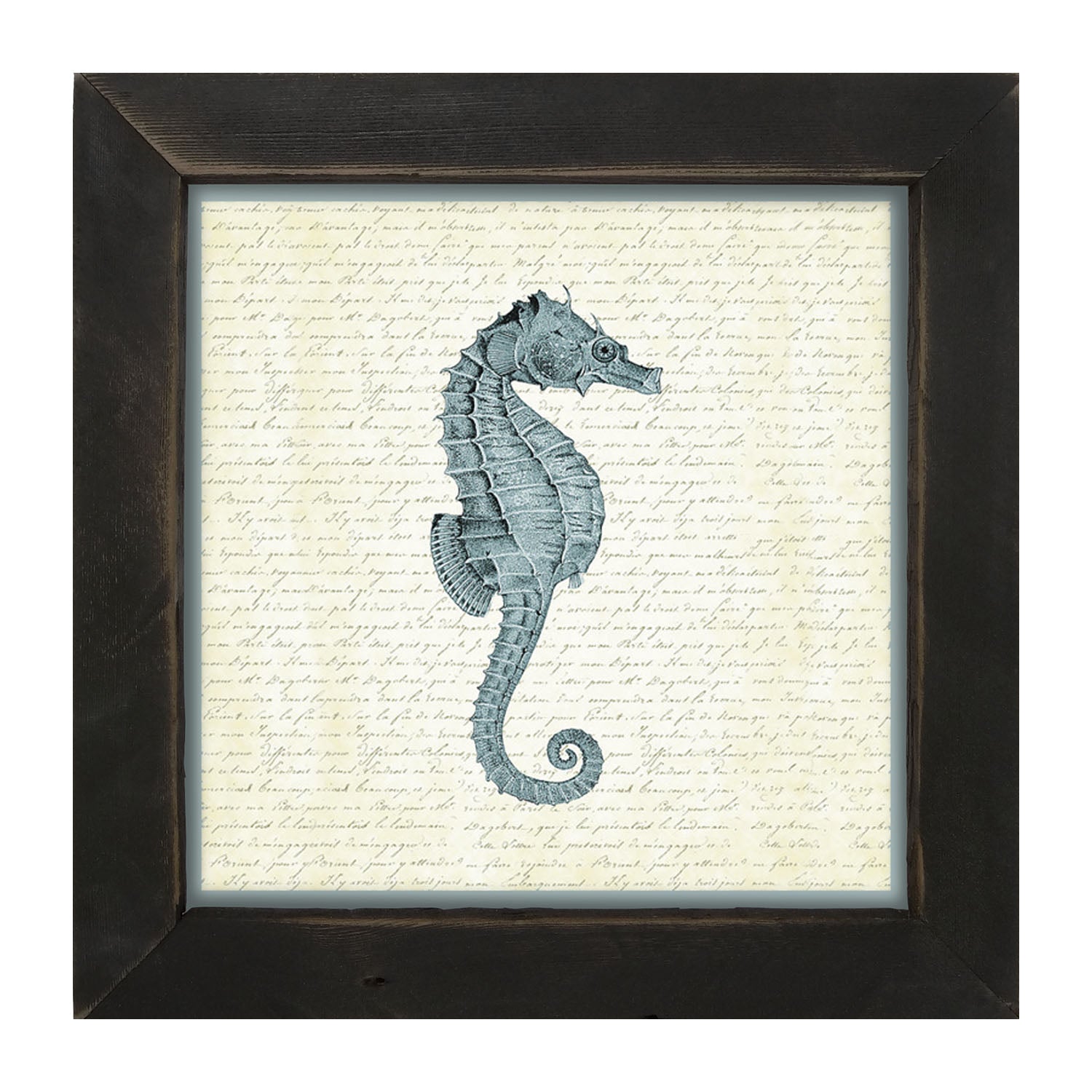 Blue Seahorse - Framed art