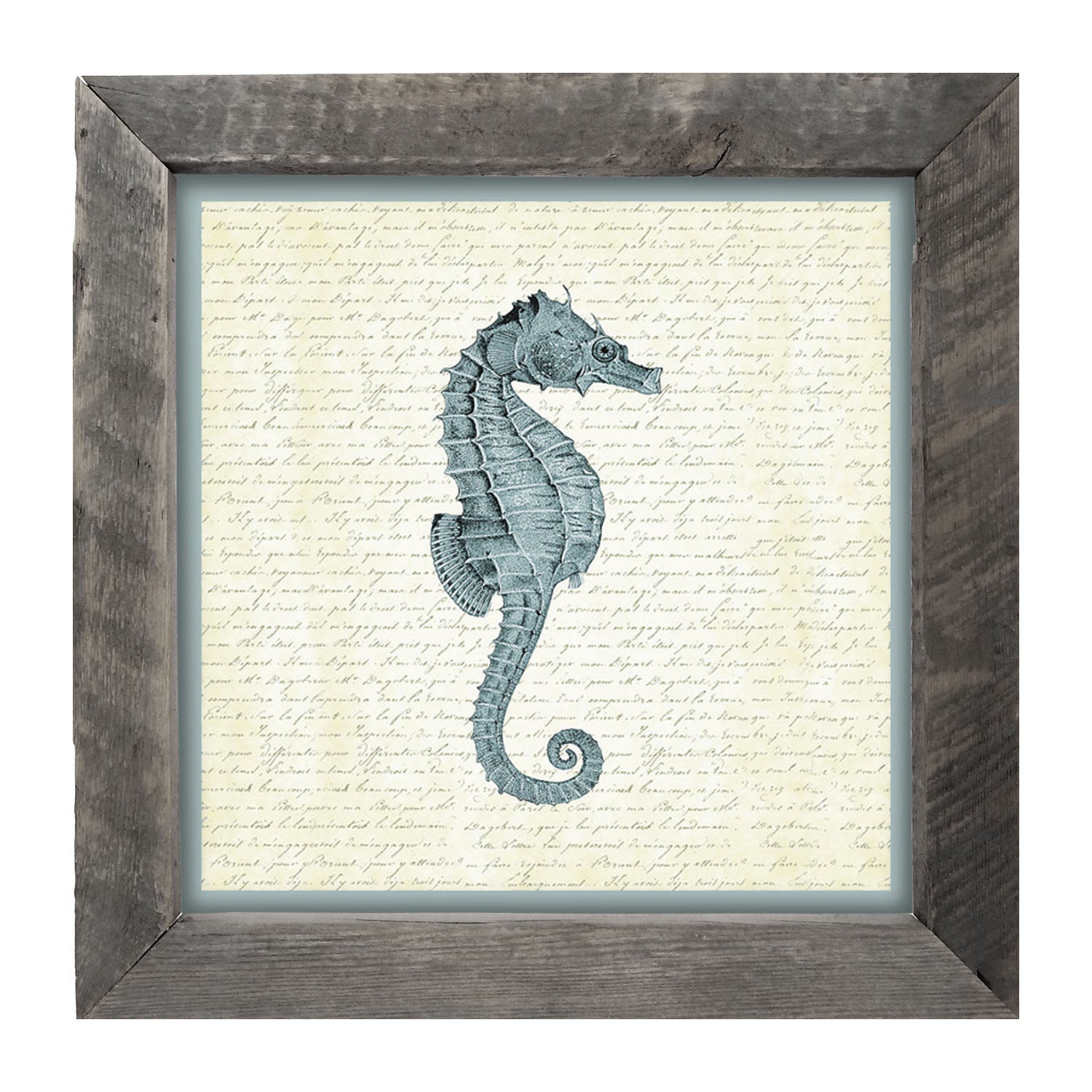 Blue Seahorse - Framed art