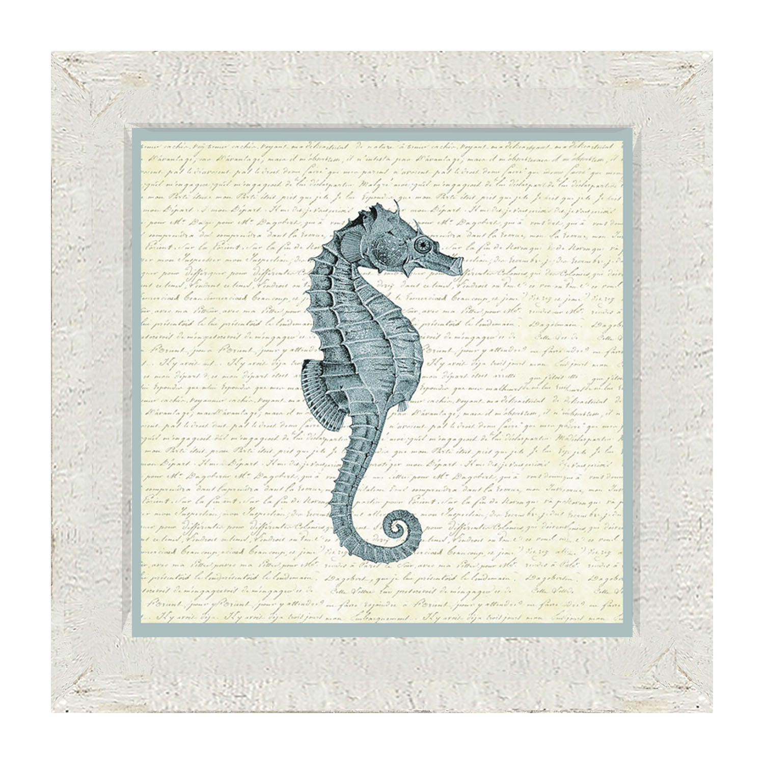 Blue Seahorse - Framed art