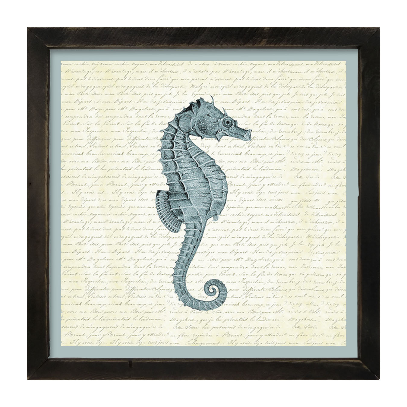 Blue Seahorse - Framed art