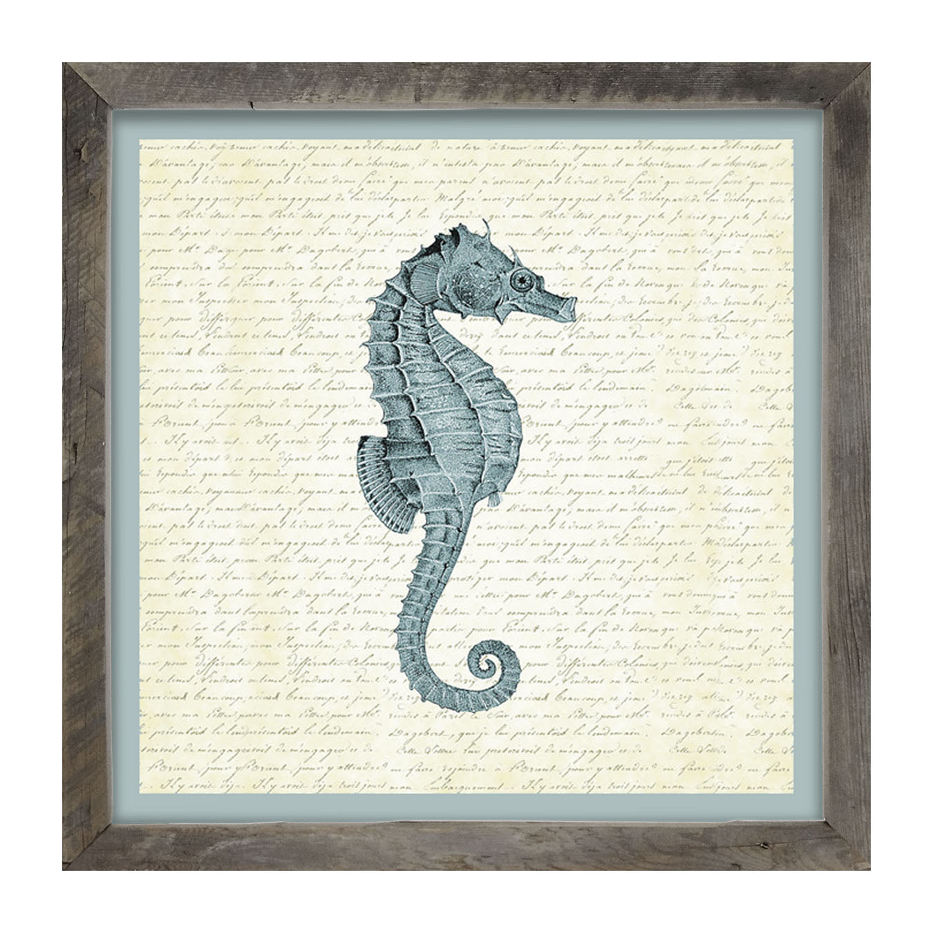 Blue Seahorse - Framed art