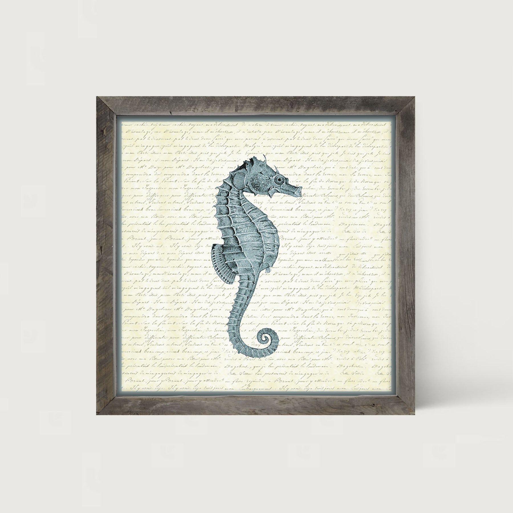 Blue Seahorse - Framed art