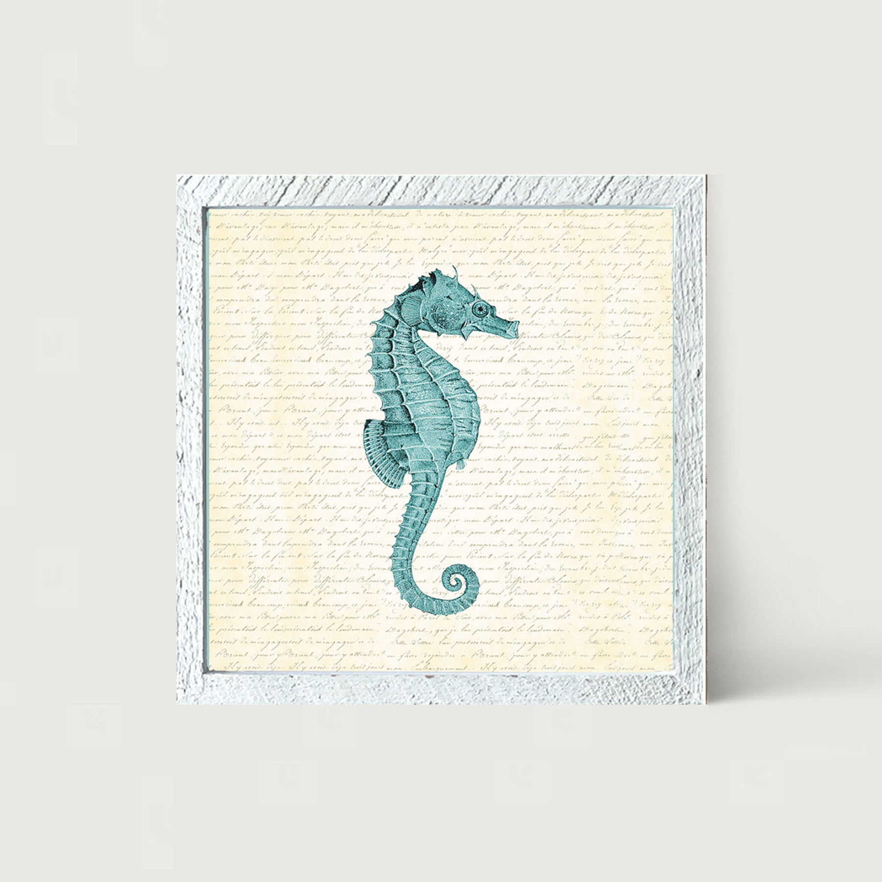 Blue Seahorse - Framed art