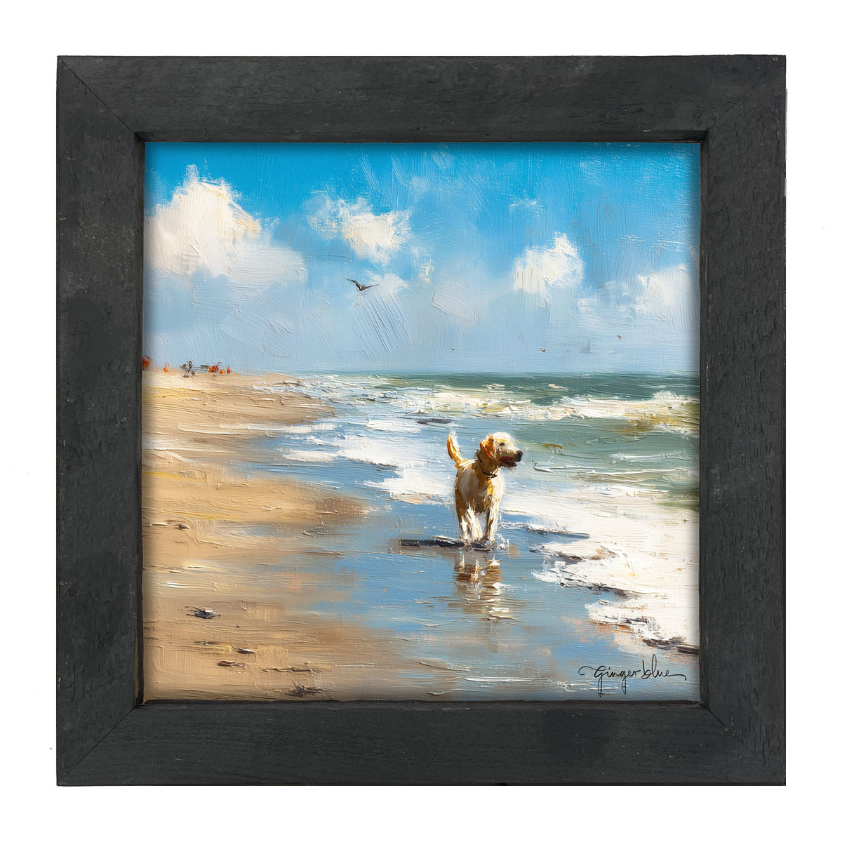 Dog at the Beach - Framed Art