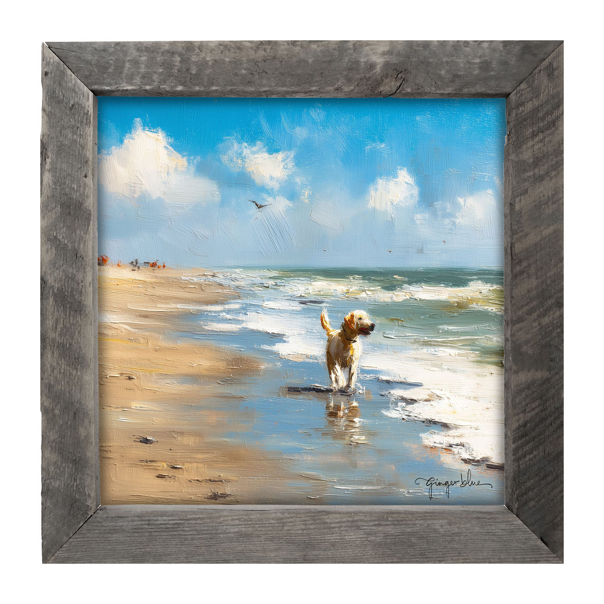 Dog at the Beach - Framed Art