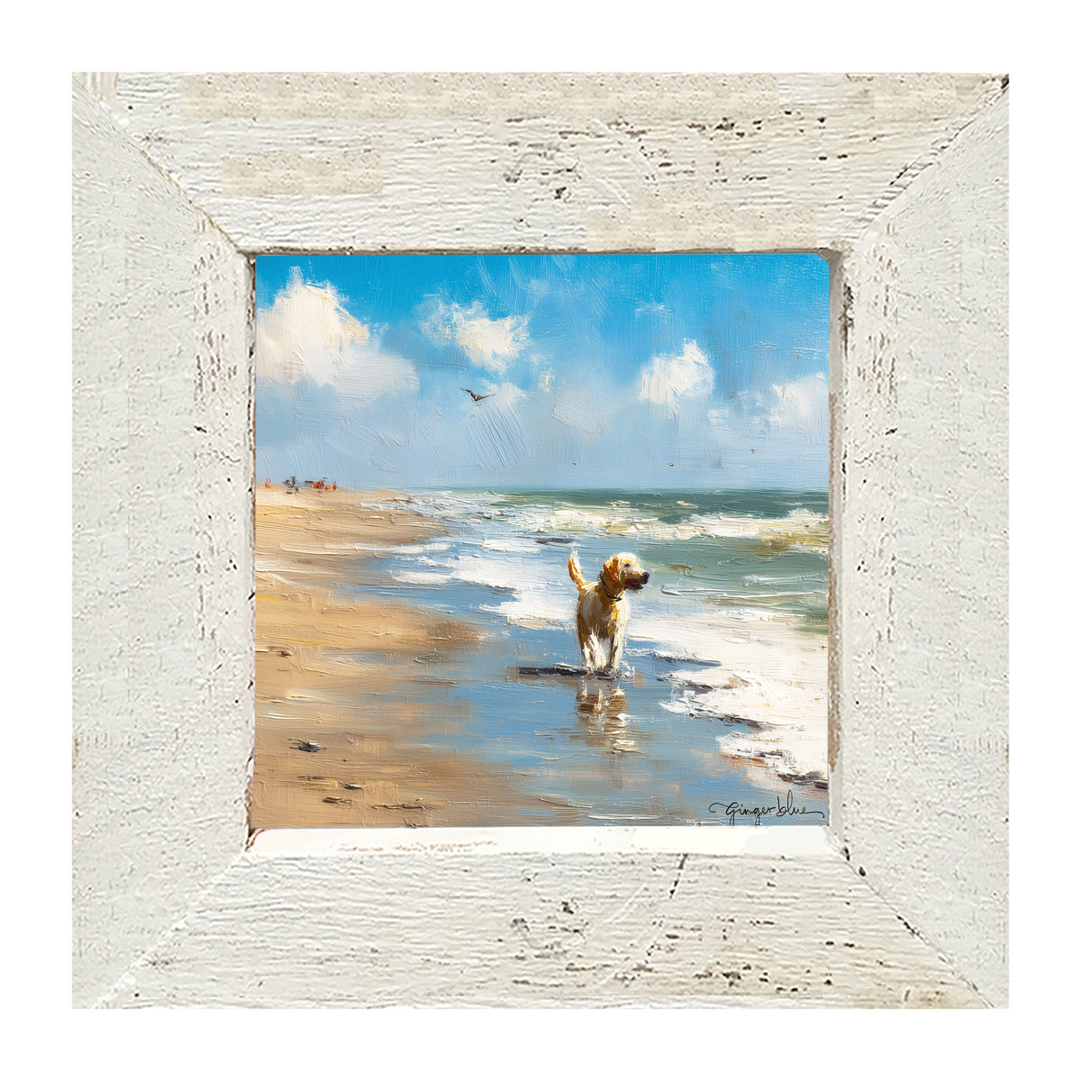 Dog at the Beach - Framed Art