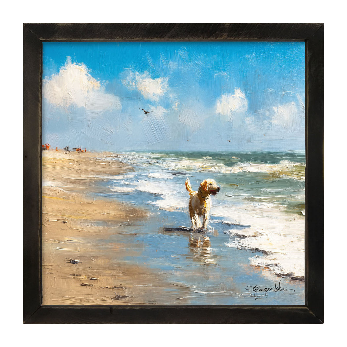 Dog at the Beach - Framed Art