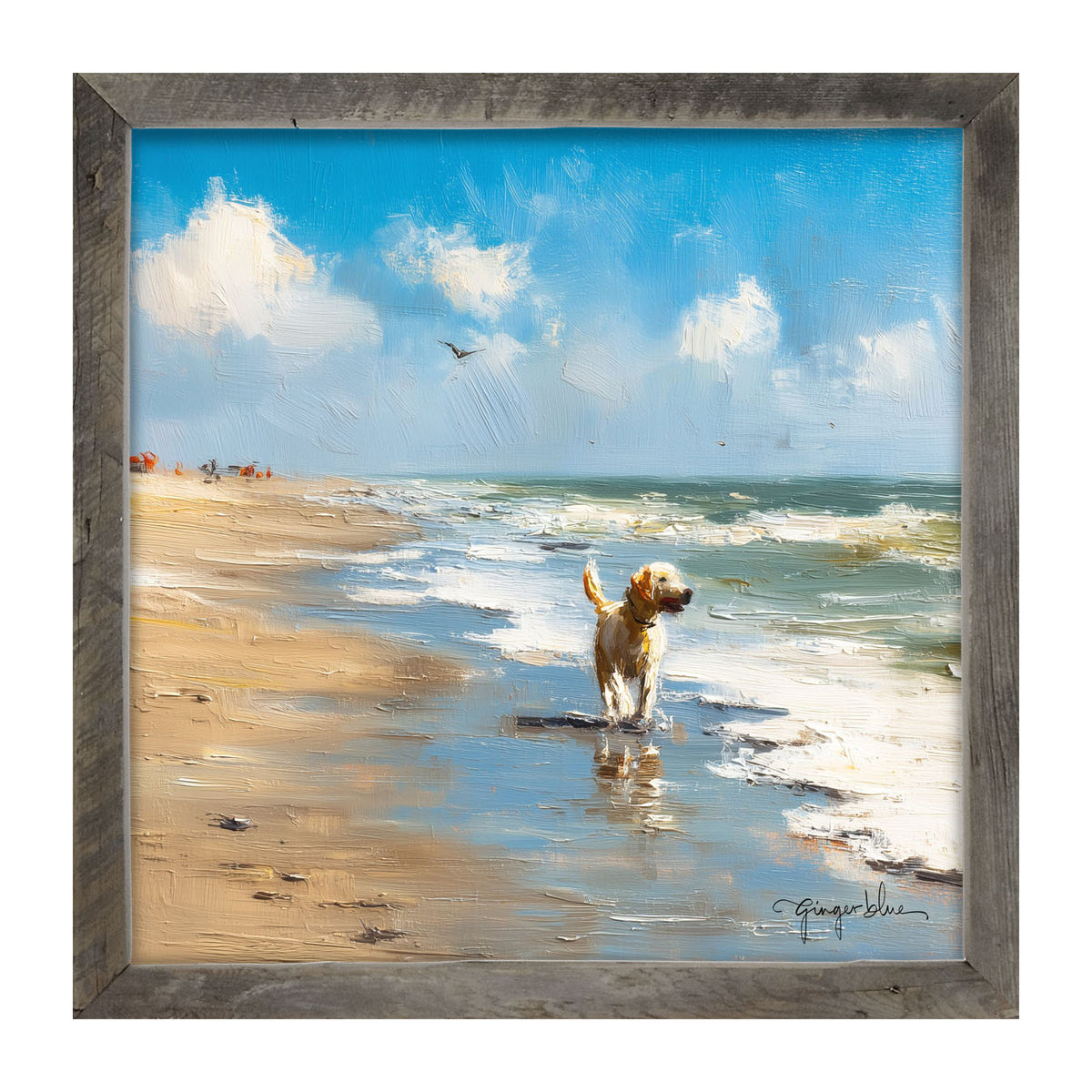 Dog at the Beach - Framed Art