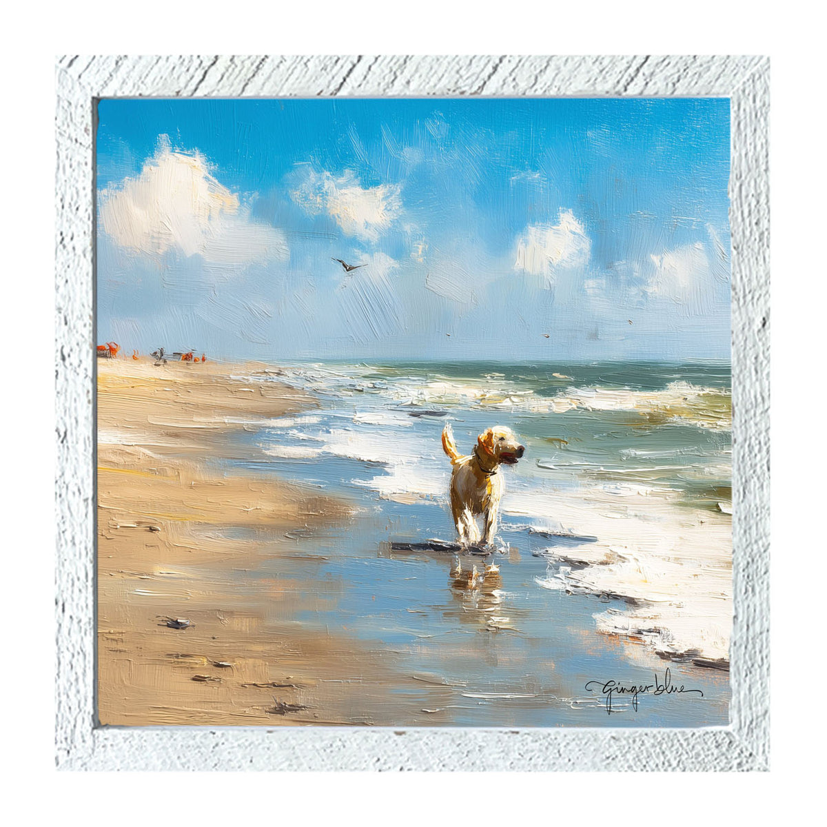 Dog at the Beach - Framed Art