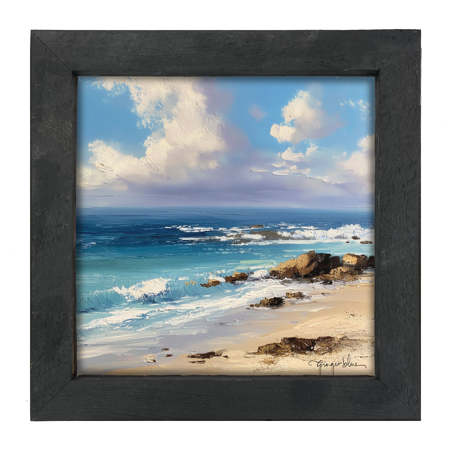 Beach with Rocks - Framed Art