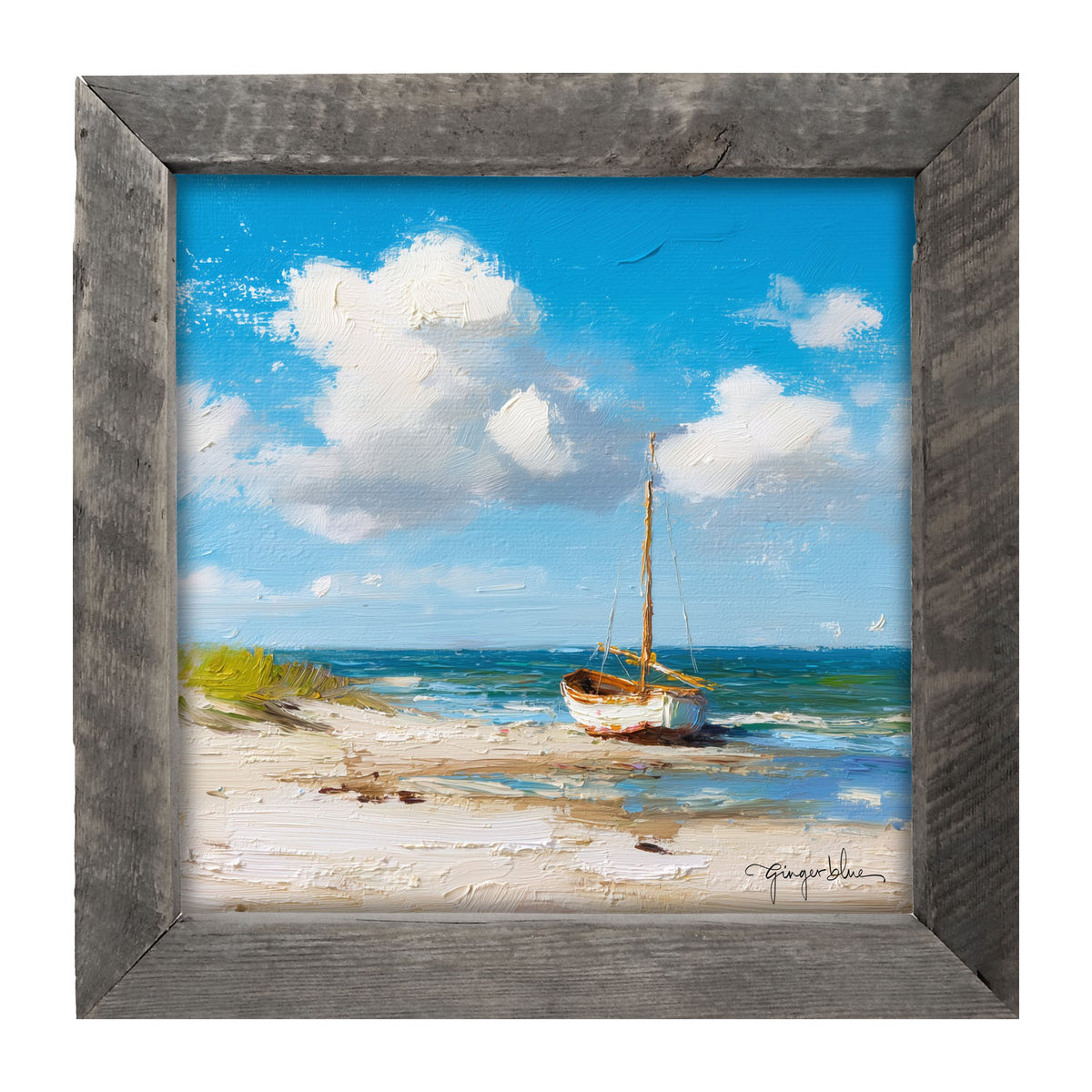 Sailboat on the Beach - Framed Art