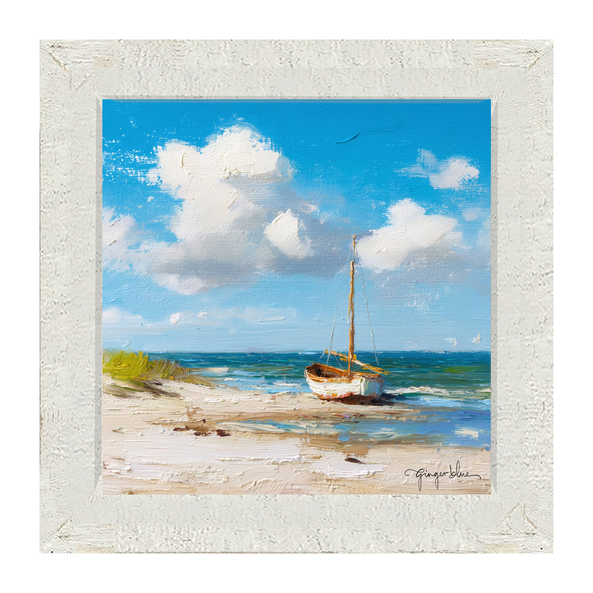 Sailboat on the Beach - Framed Art