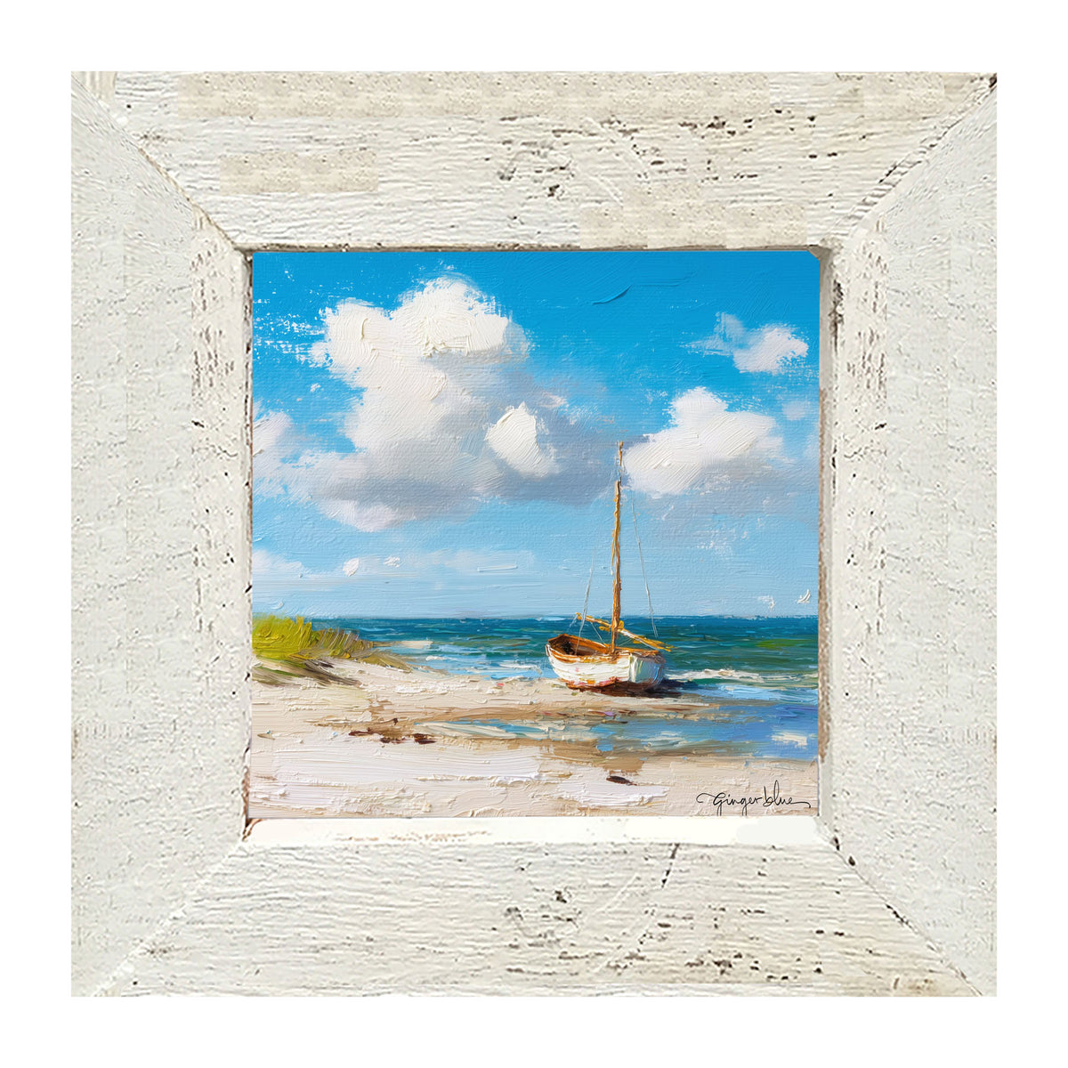 Sailboat on the Beach - Framed Art