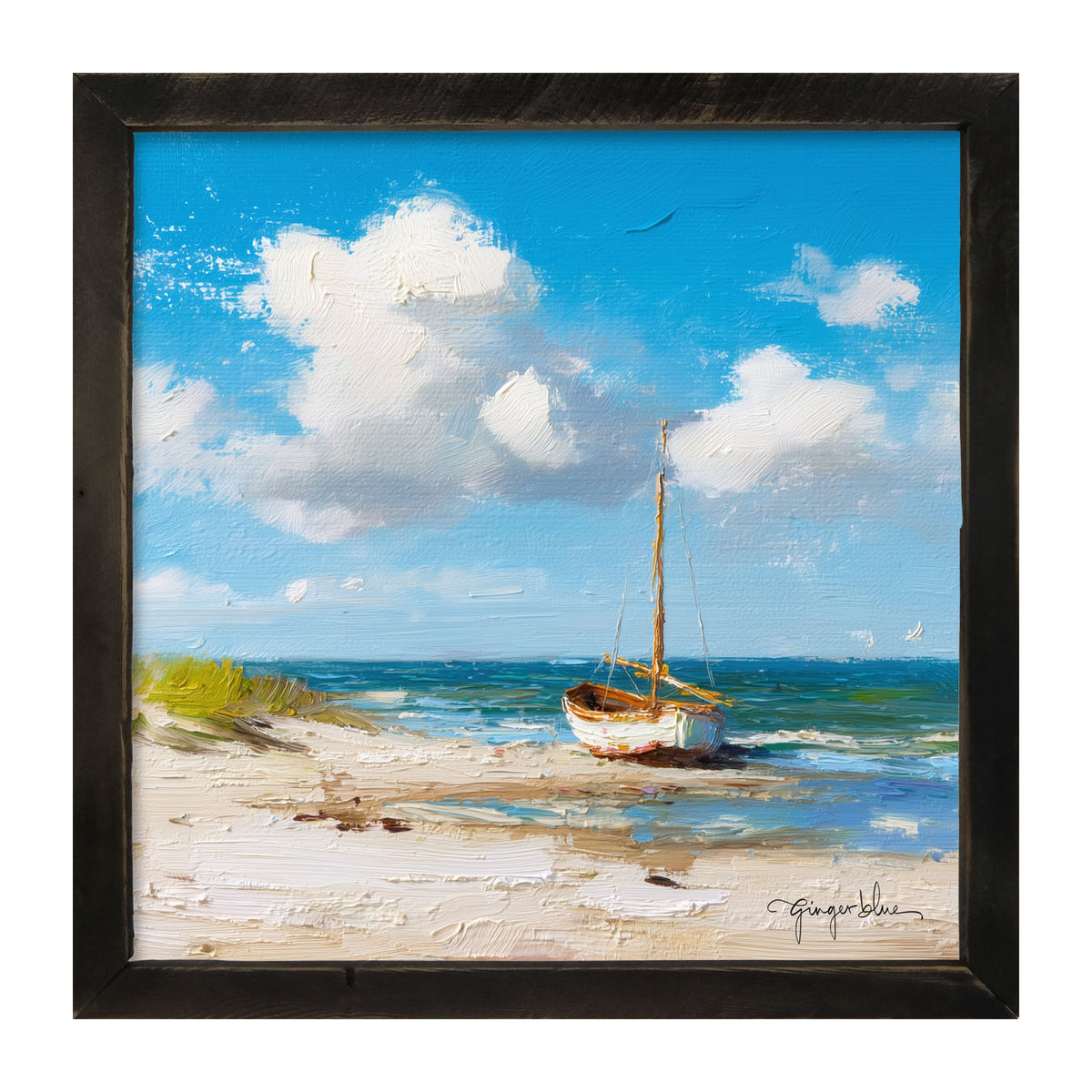 Sailboat on the Beach - Framed Art