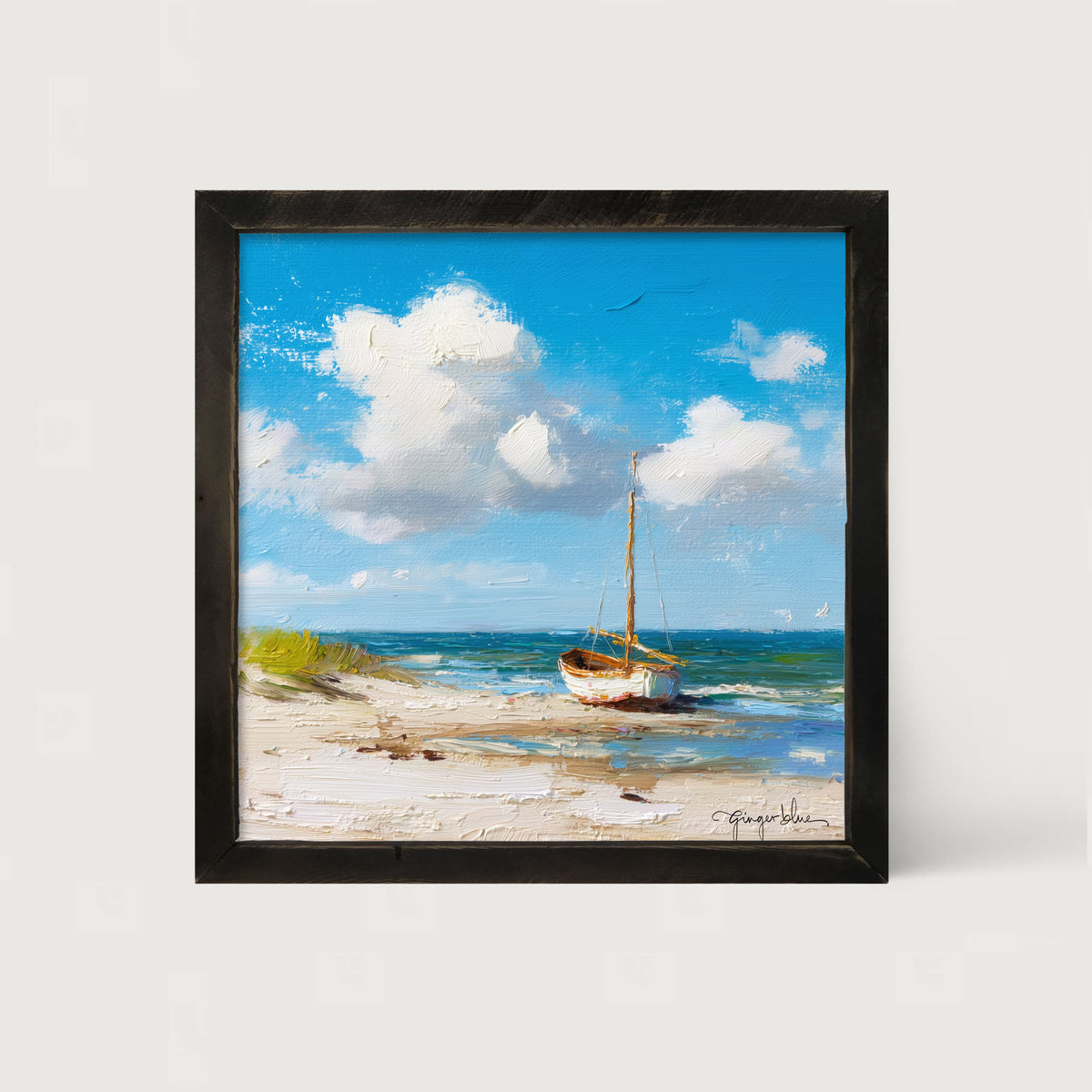Sailboat on the Beach - Framed Art