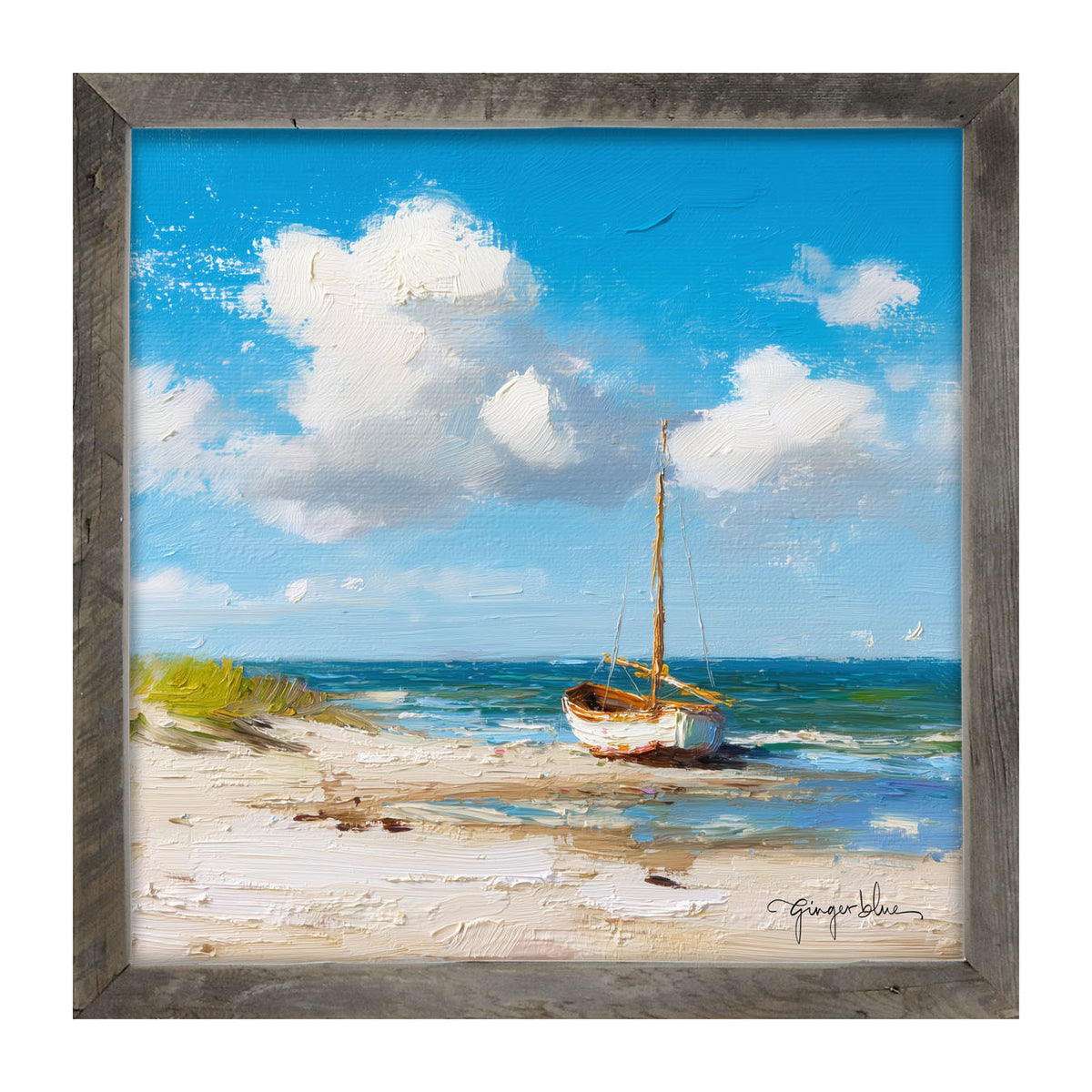 Sailboat on the Beach - Framed Art