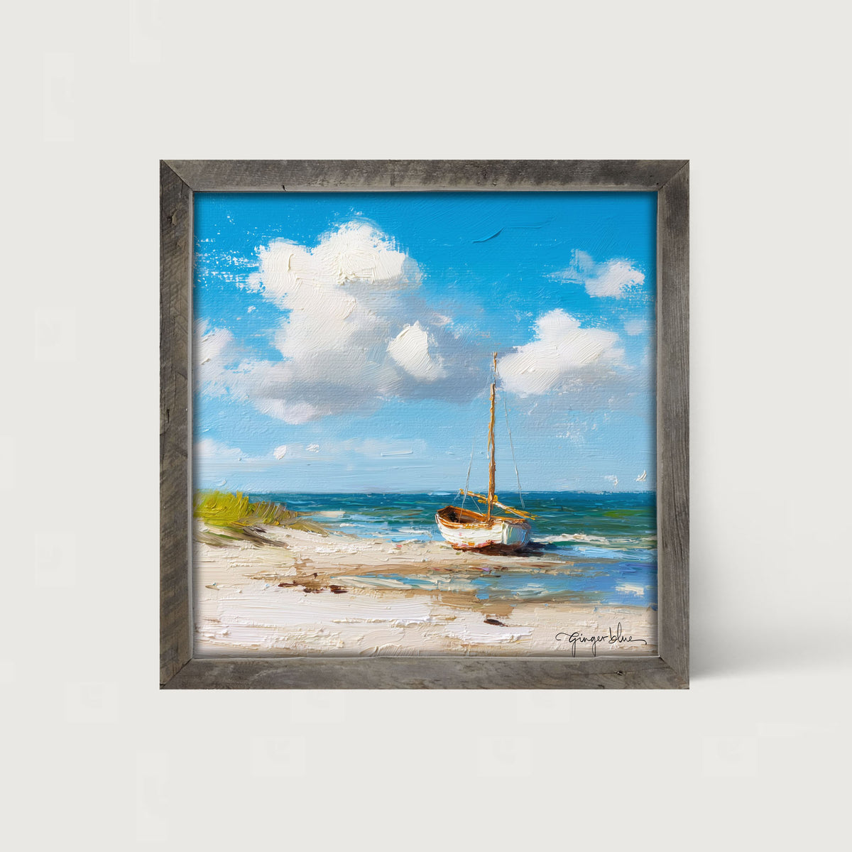 Sailboat on the Beach - Framed Art