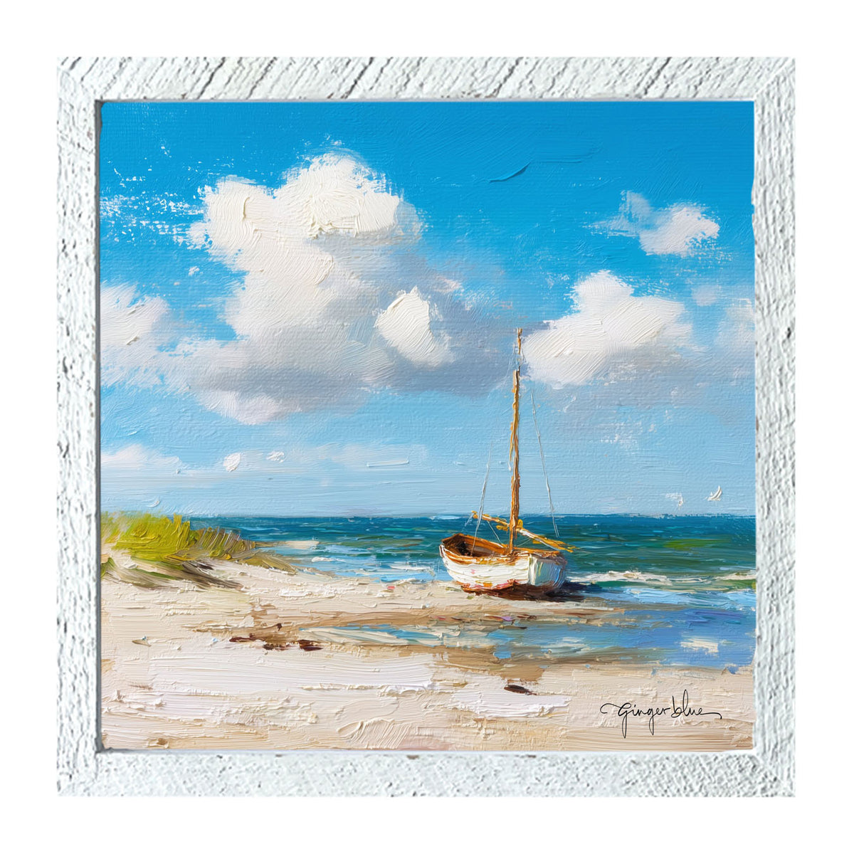Sailboat on the Beach - Framed Art