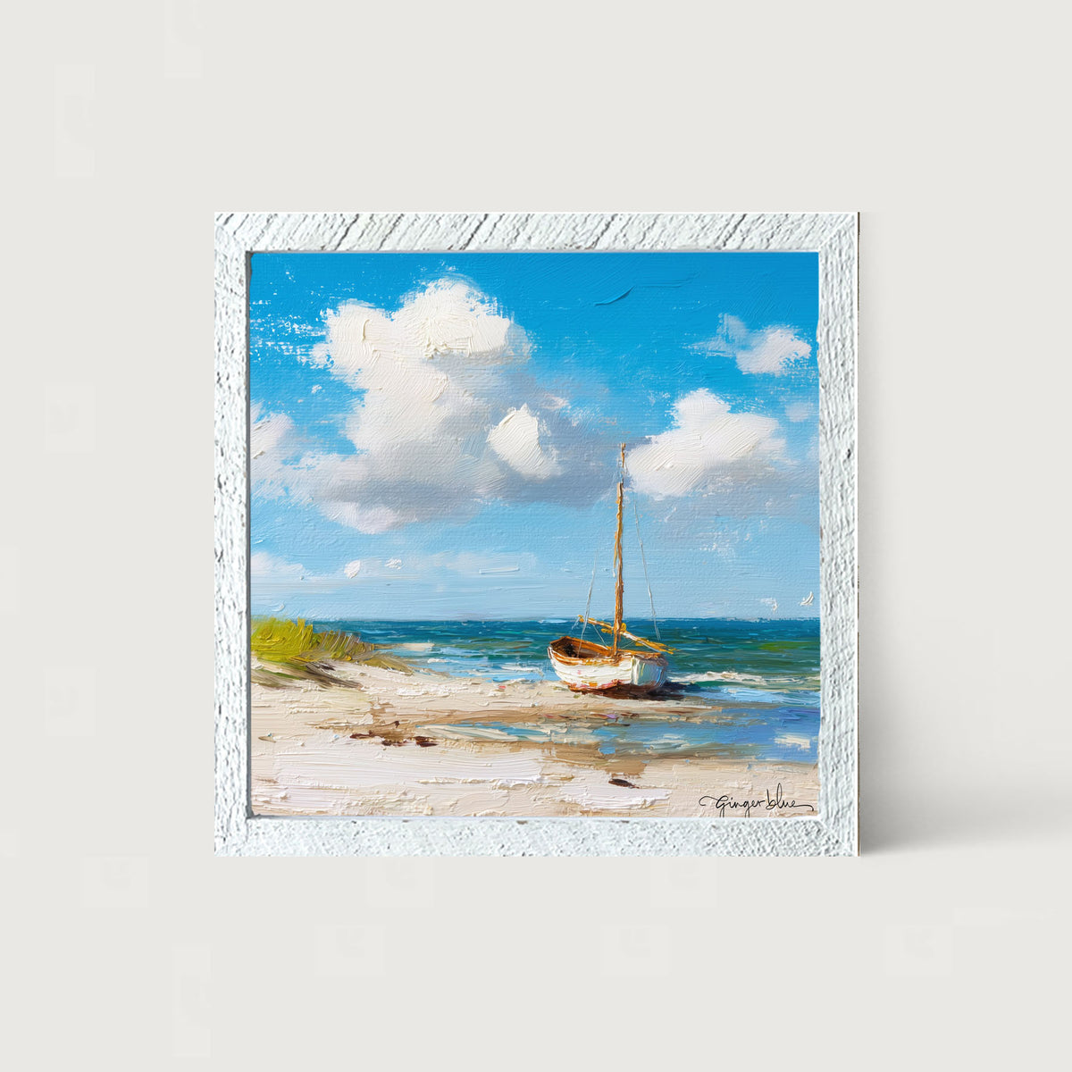 Sailboat on the Beach - Framed Art