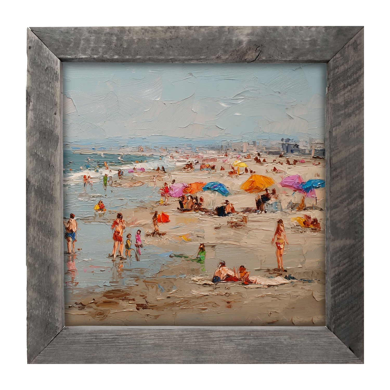 Beach Time - Families at the Beach - Framed Art