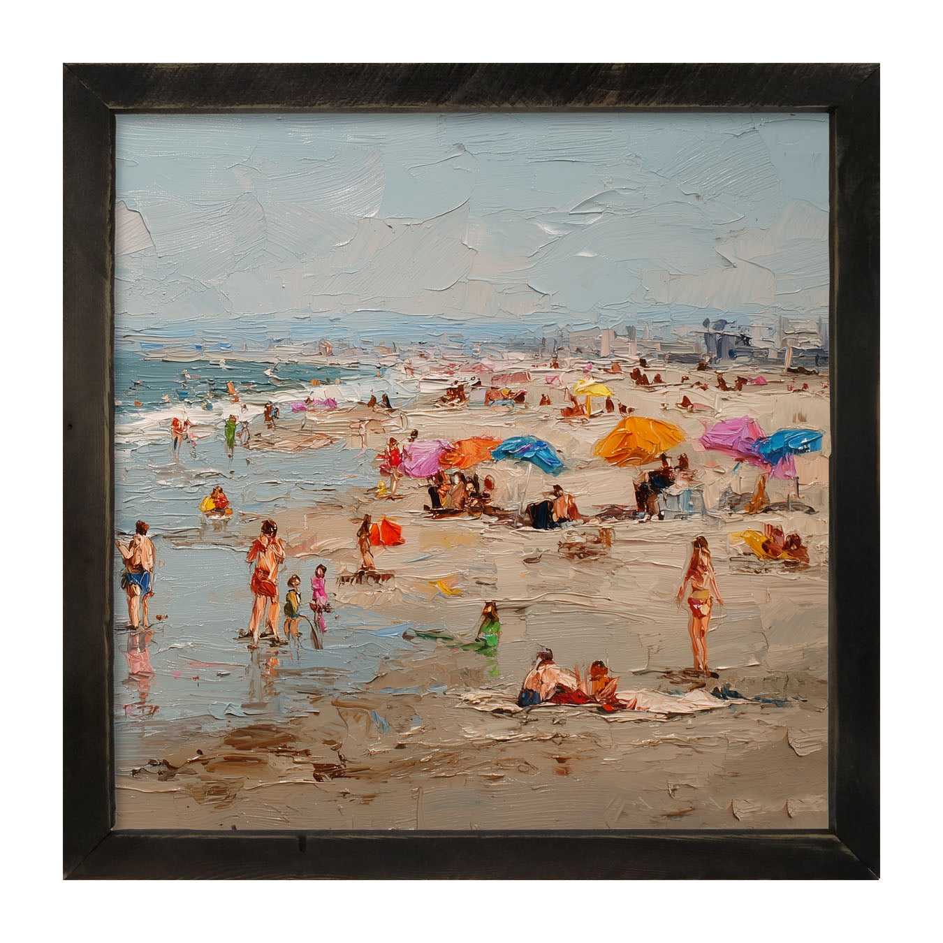 Beach Time - Families at the Beach - Framed Art