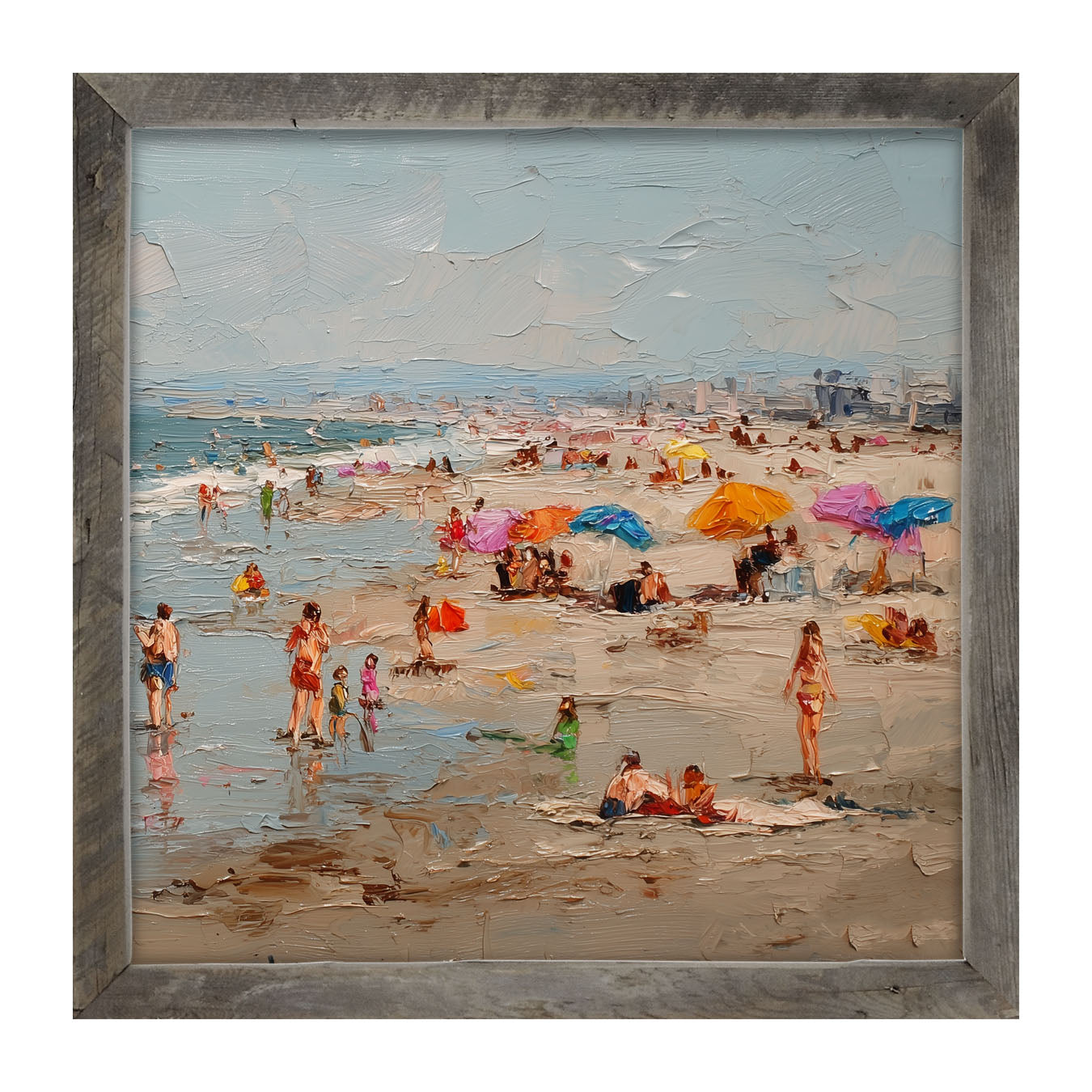 Beach Time - Families at the Beach - Framed Art