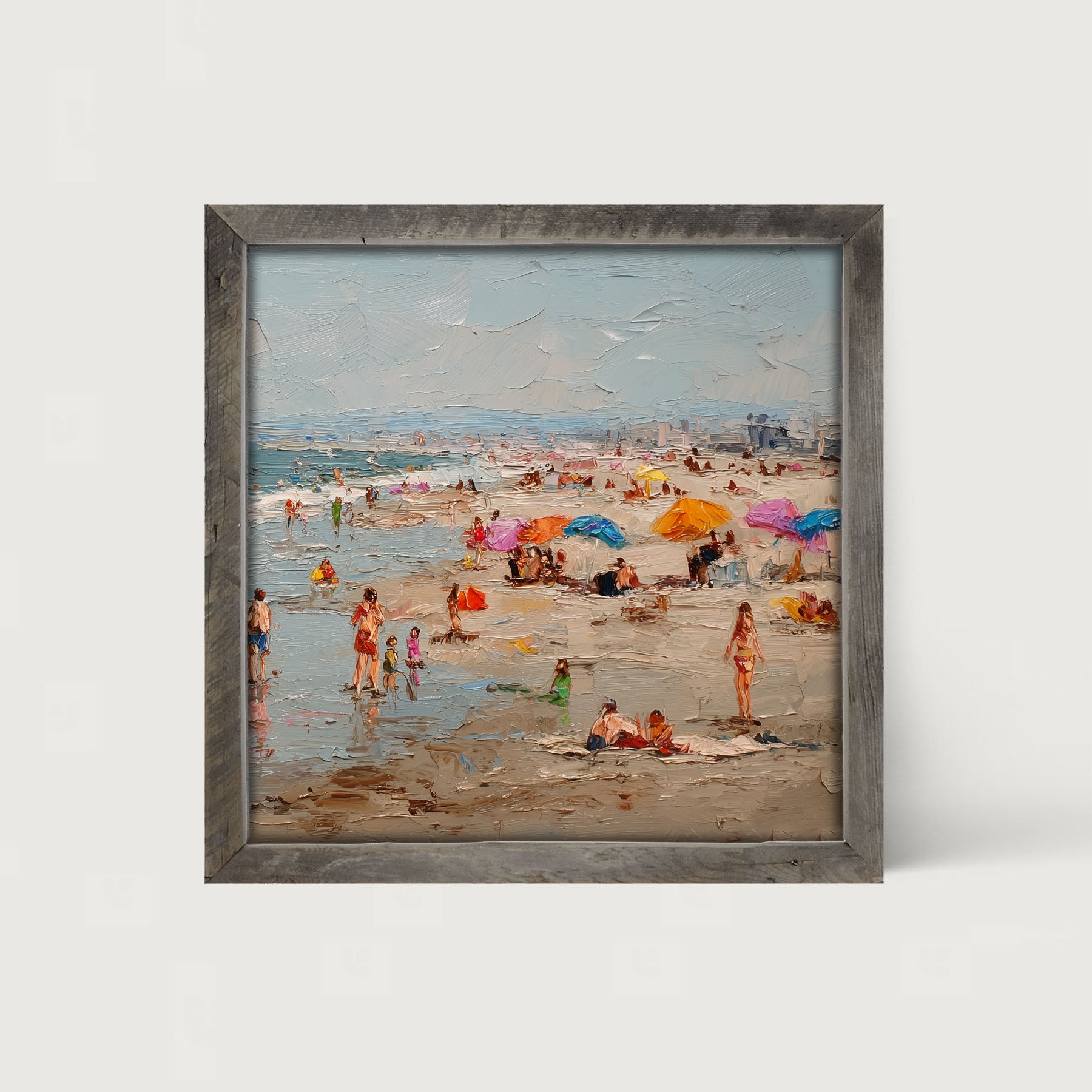 Beach Time - Families at the Beach - Framed Art