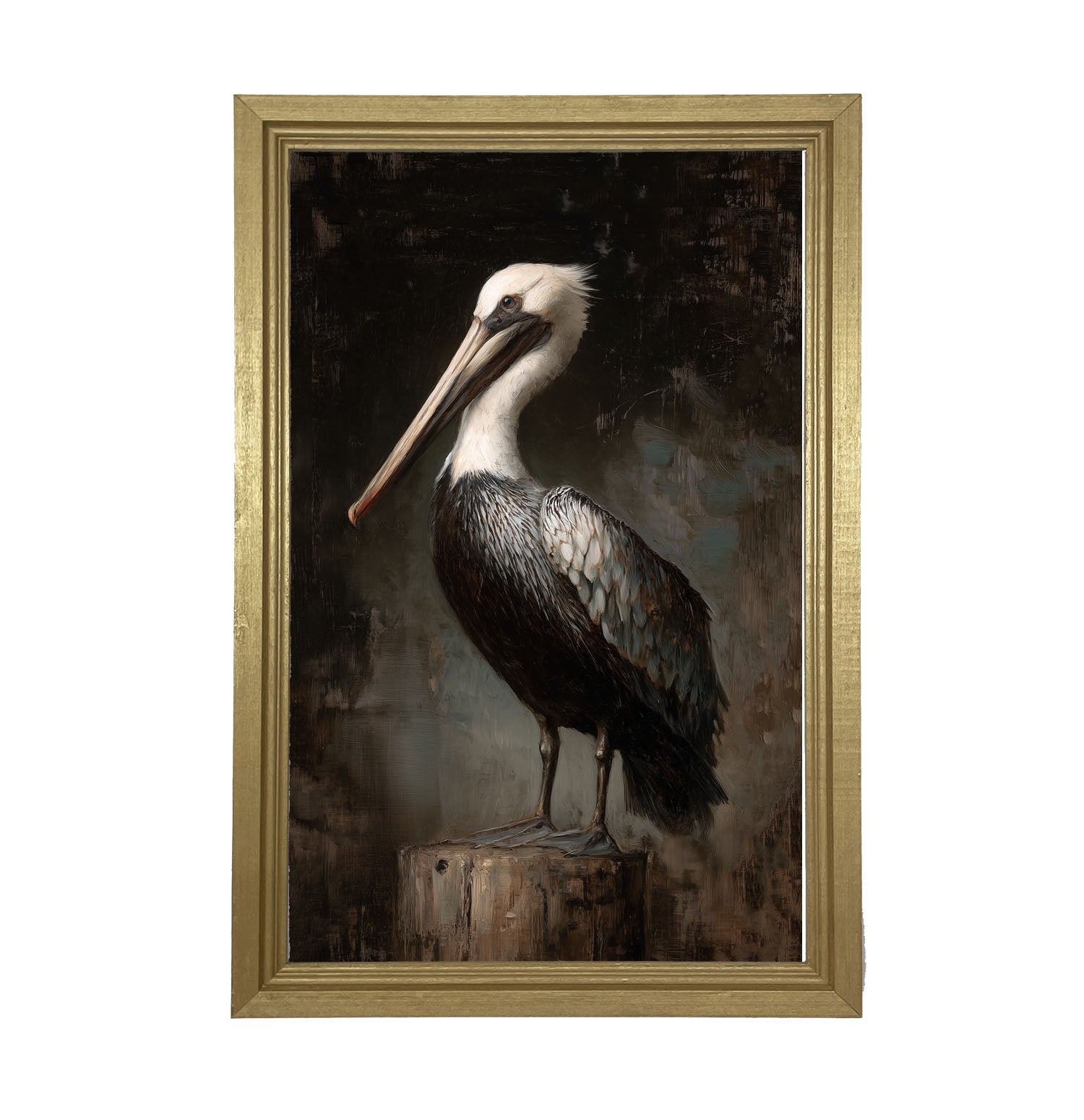 Beach Bird - Black and White Pelican - Framed Art