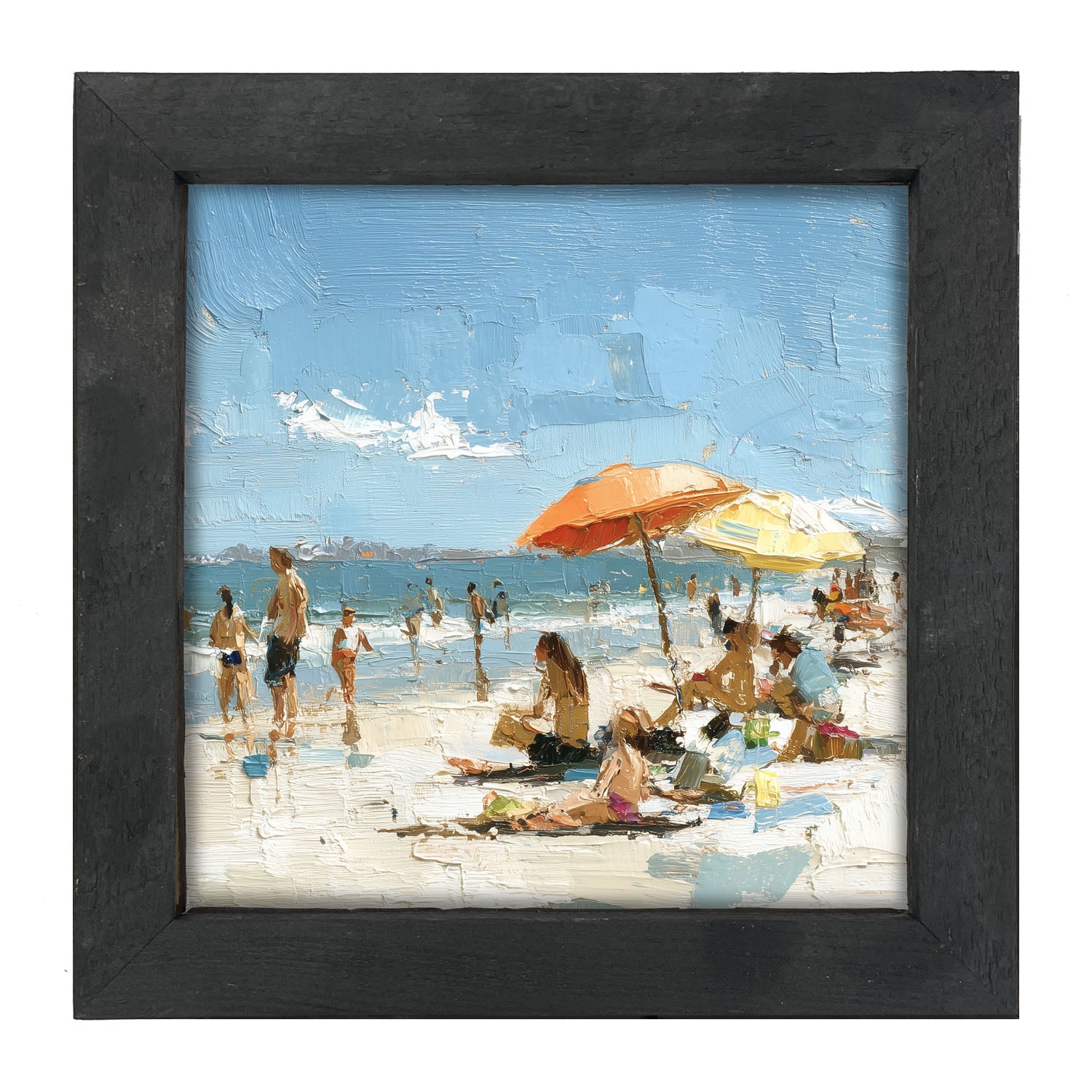 Beach Time - Orange Umbrella - Framed Art