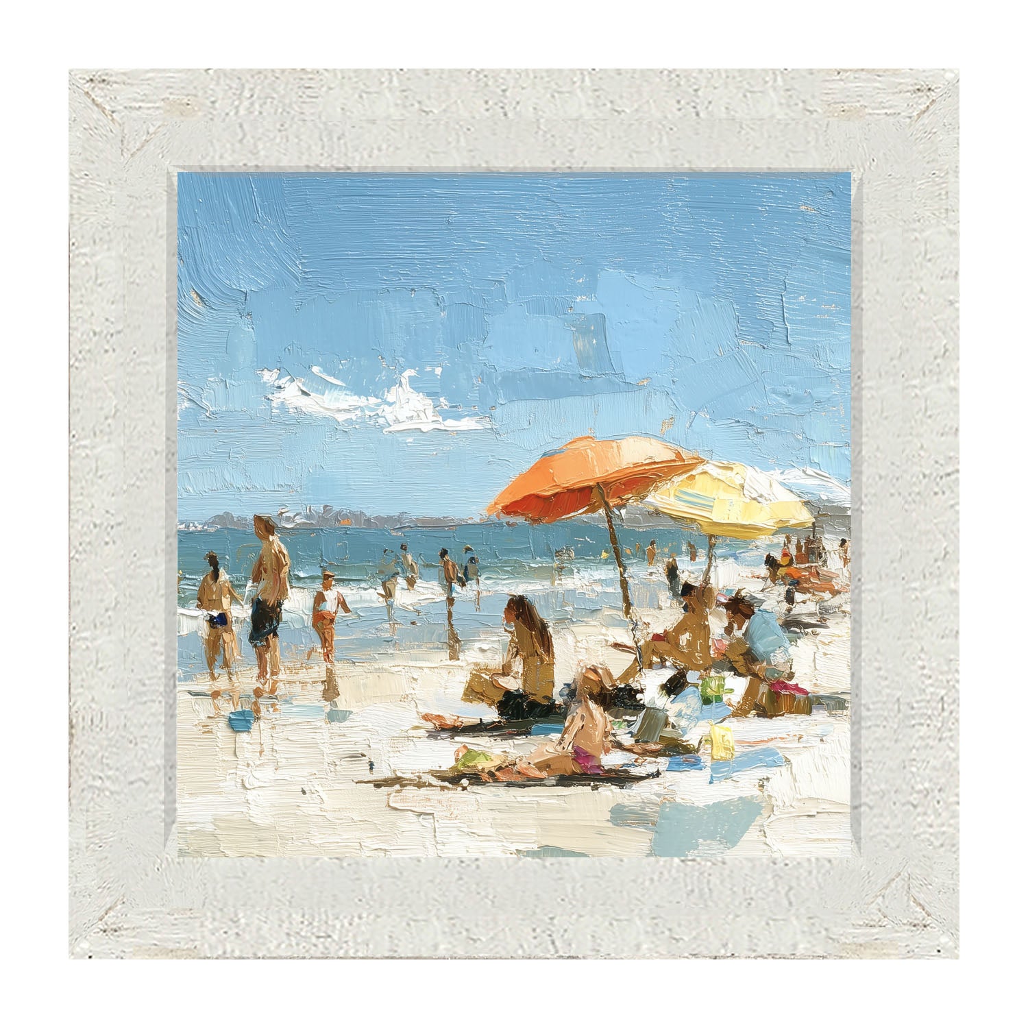 Beach Time - Orange Umbrella - Framed Art