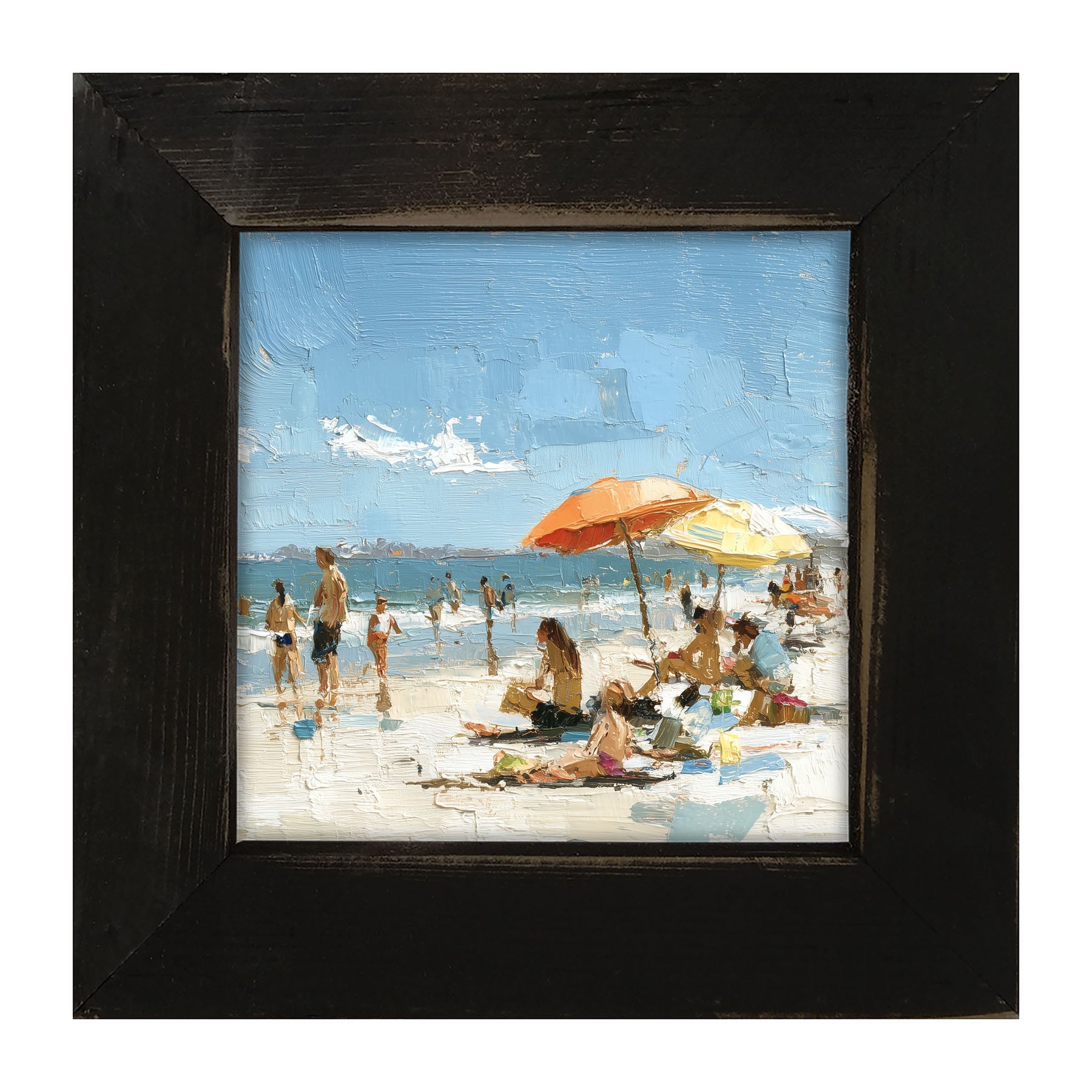 Beach Time - Orange Umbrella - Framed Art