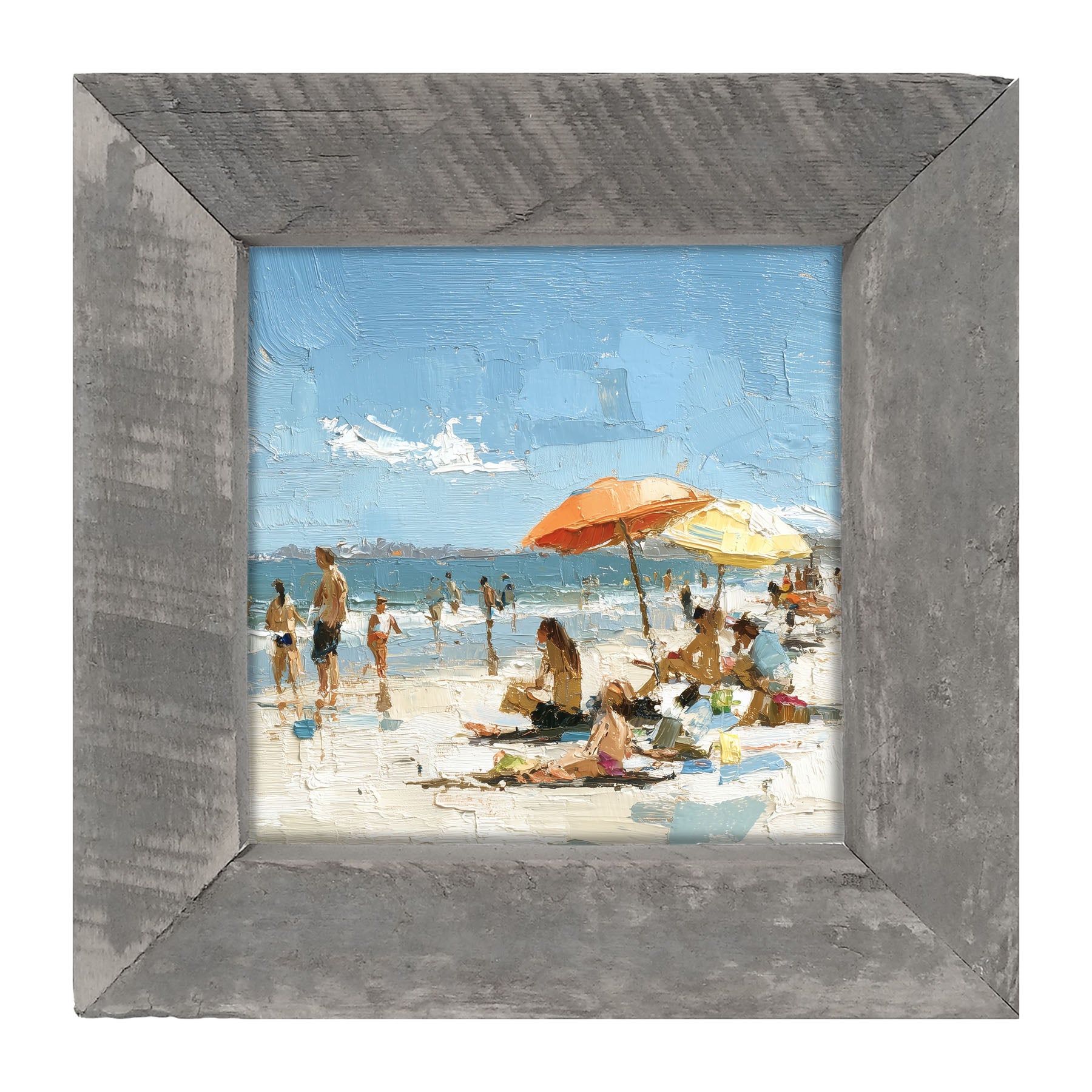 Beach Time - Orange Umbrella - Framed Art