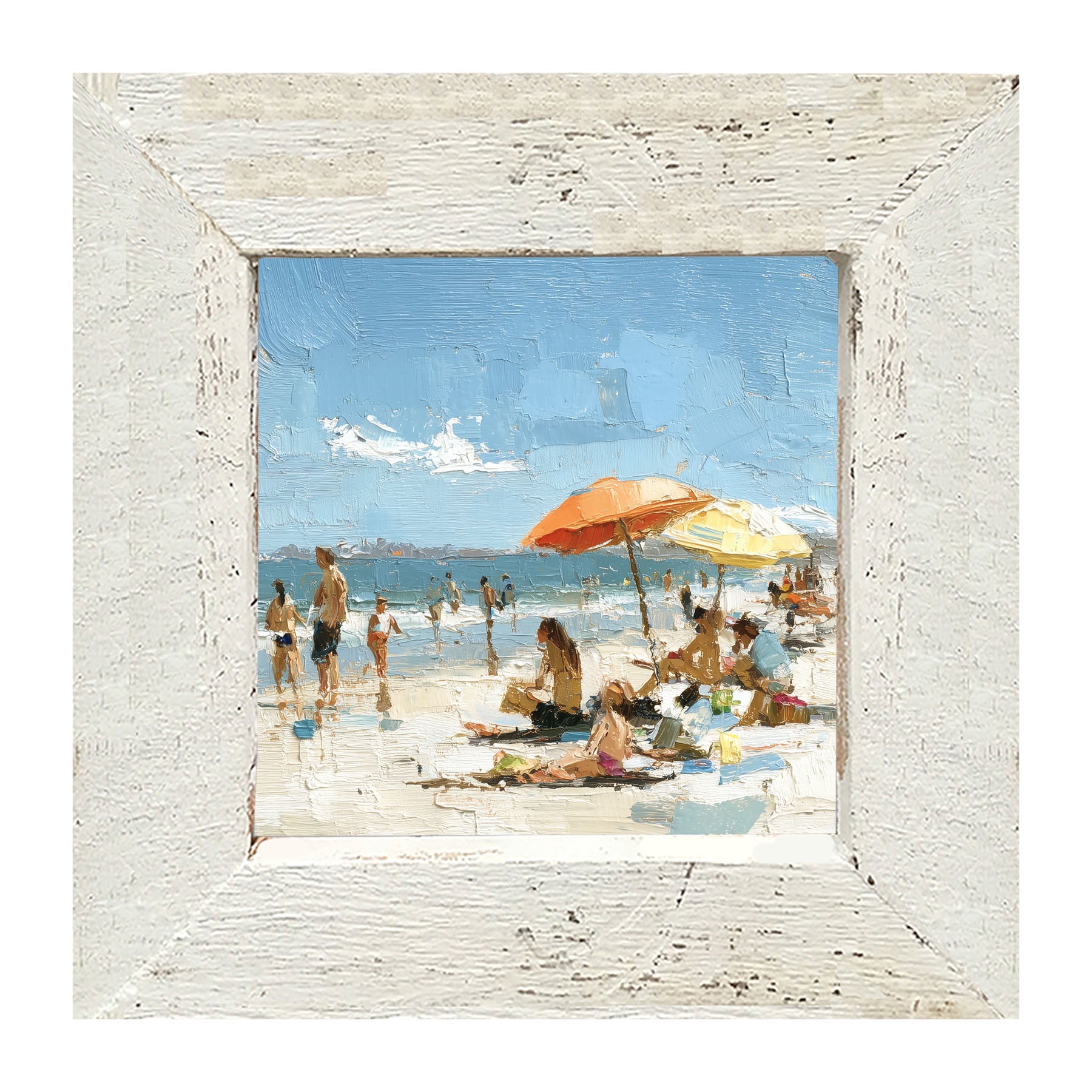 Beach Time - Orange Umbrella - Framed Art