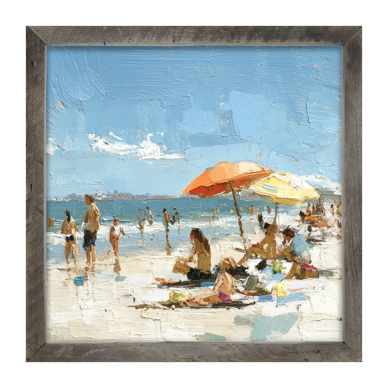 Beach Time - Orange Umbrella - Framed Art