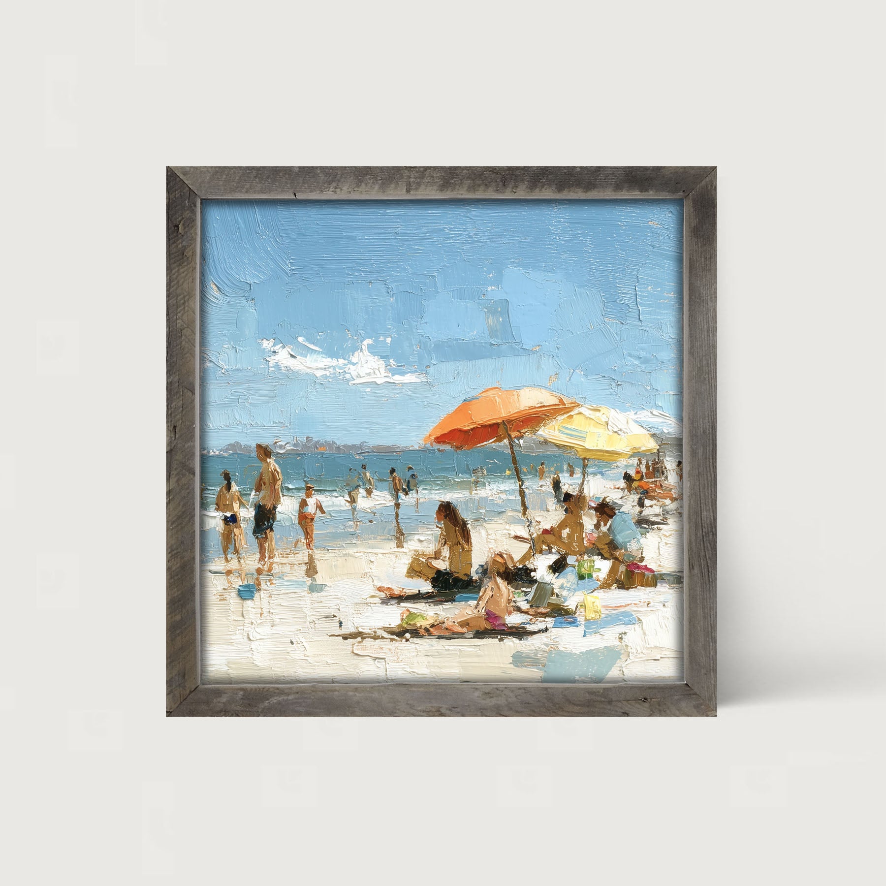 Beach Time - Orange Umbrella - Framed Art