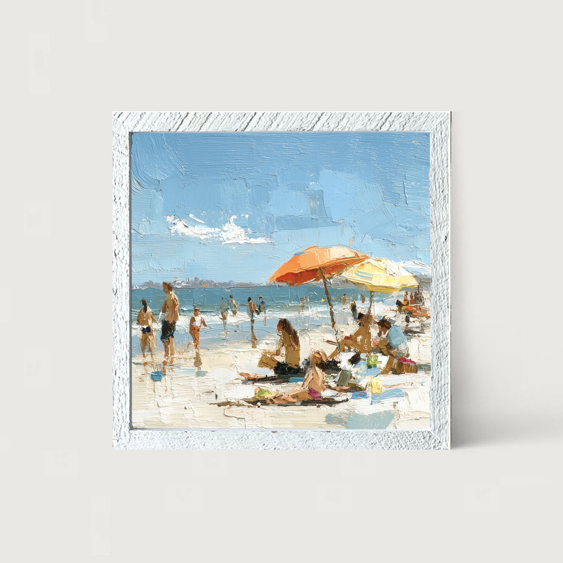 Beach Time - Orange Umbrella - Framed Art