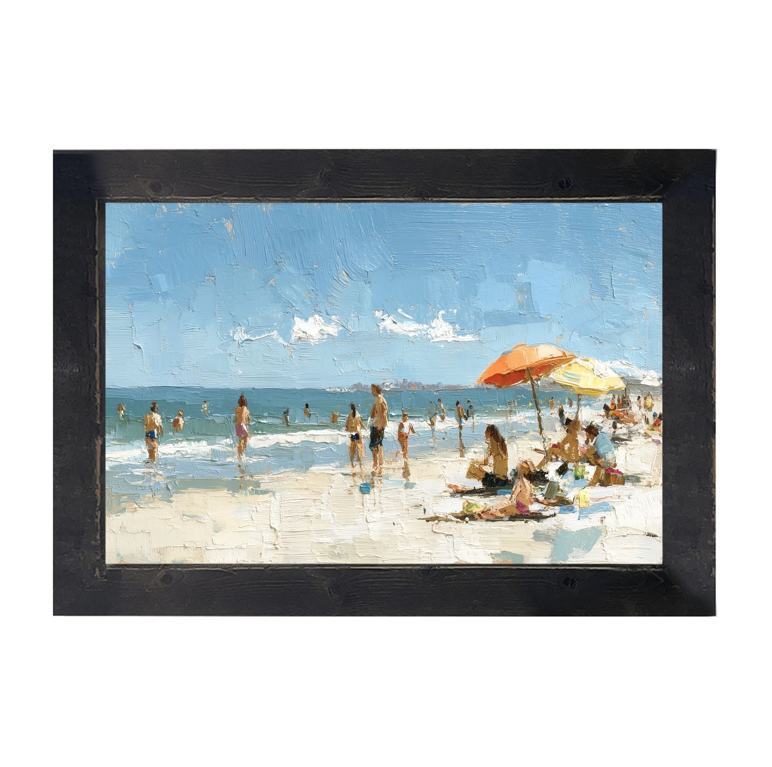 Beach Time - Orange Umbrella - Framed Art