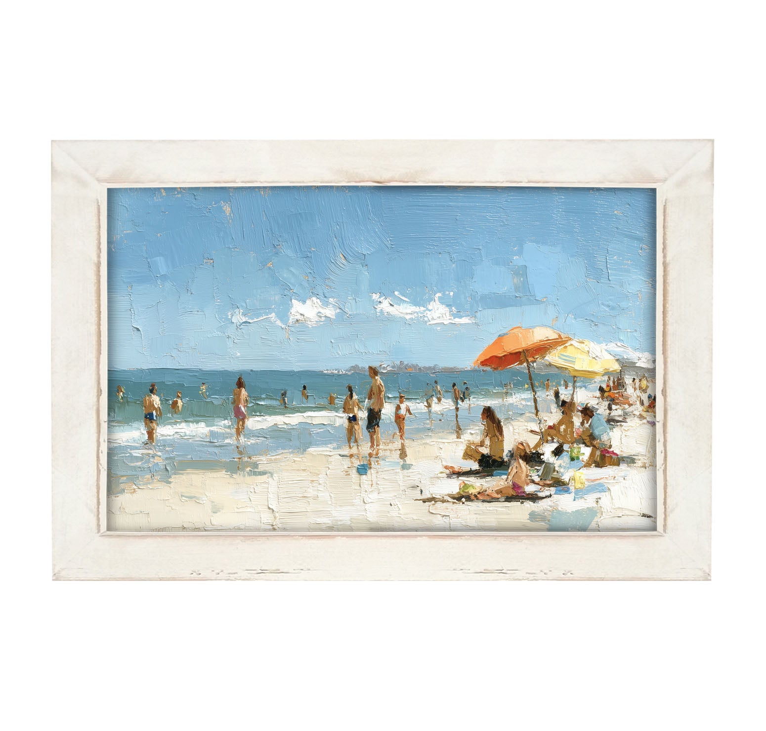 Beach Time - Orange Umbrella - Framed Art
