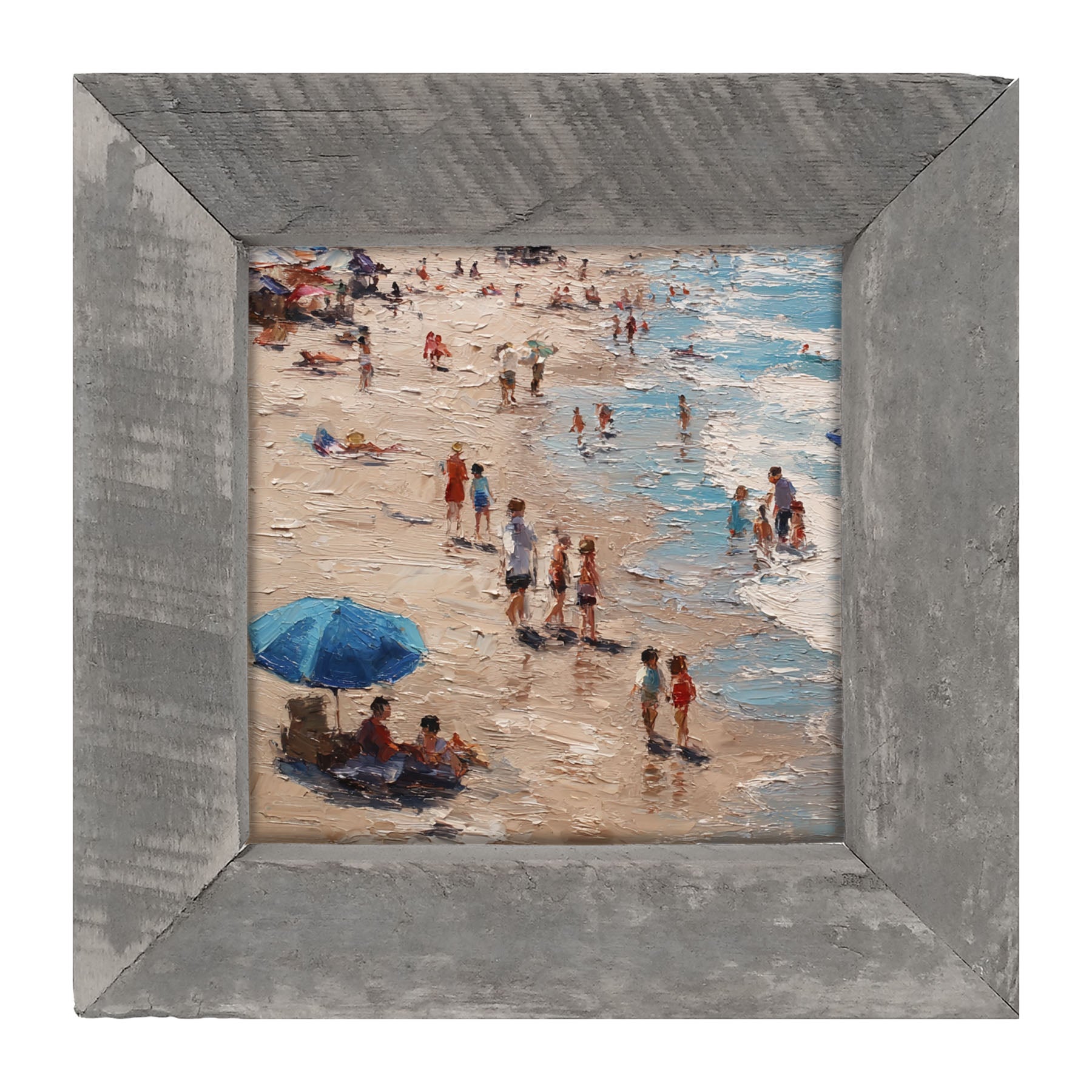 Beach Time - Blue Umbrella - Framed Art