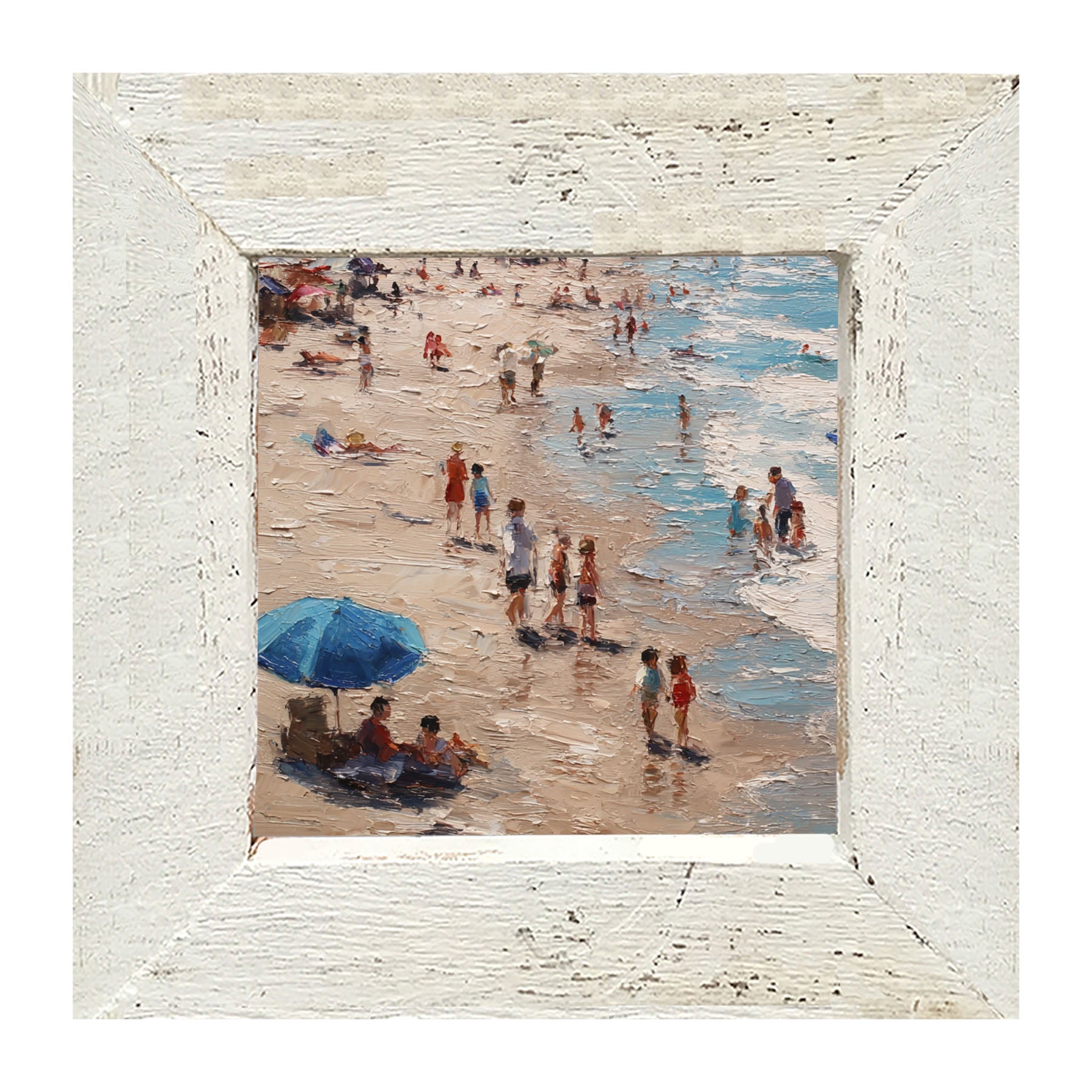 Beach Time - Blue Umbrella - Framed Art