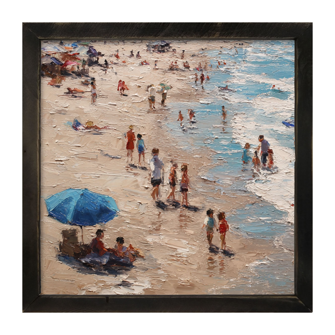 Beach Time - Blue Umbrella - Framed Art