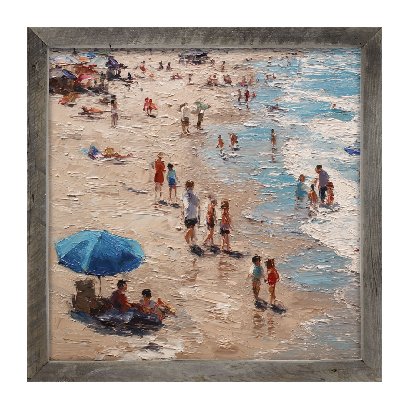 Beach Time - Blue Umbrella - Framed Art