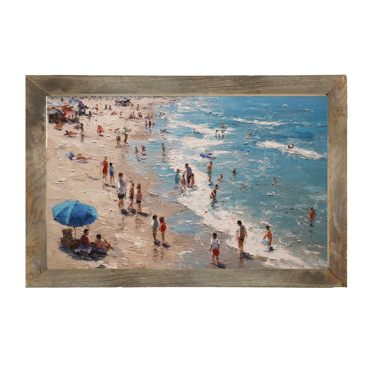 Beach Time - Blue Umbrella - Framed Art