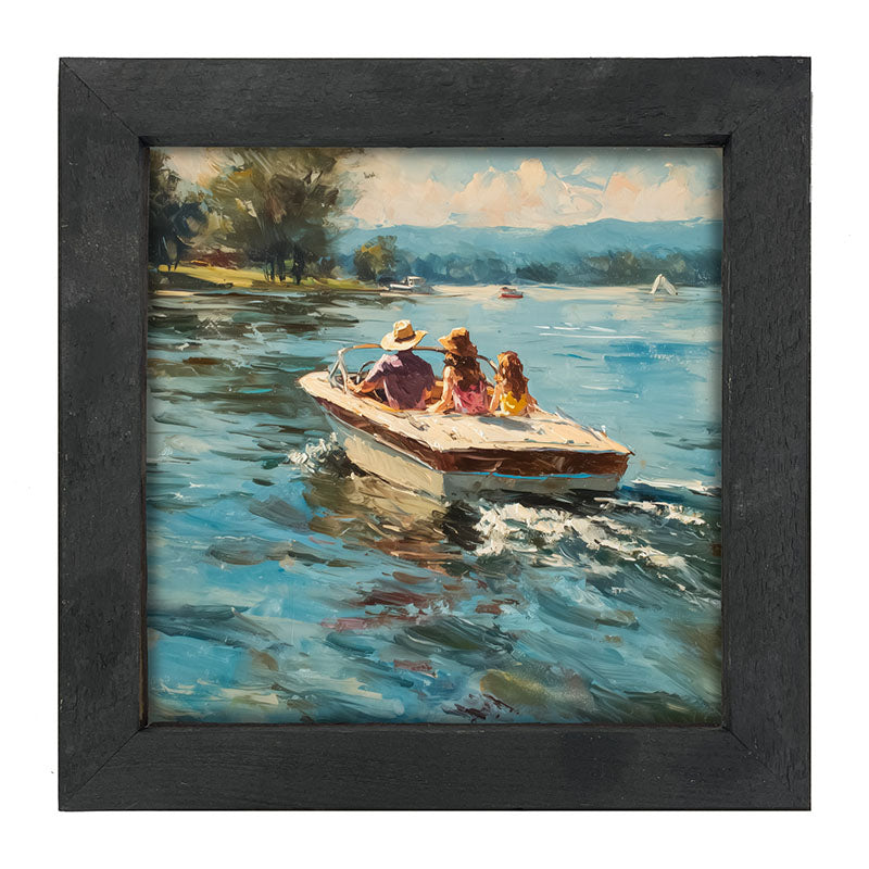 Family Boating on the Lake - Framed Art