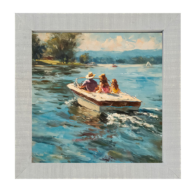 Family Boating on the Lake - Framed Art