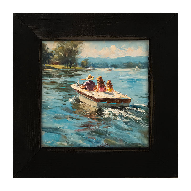 Family Boating on the Lake - Framed Art