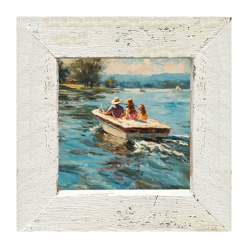 Family Boating on the Lake - Framed Art